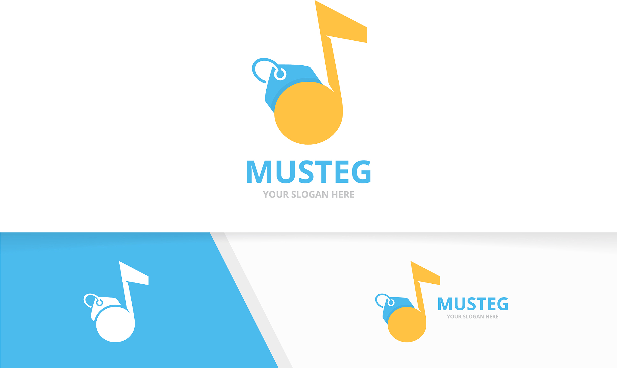 note and tag logo combination music and