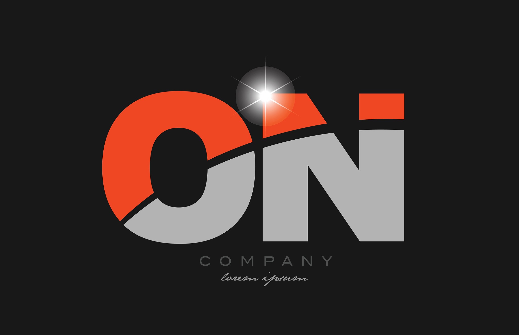combination letter on o n in grey orange color alphabet for logo