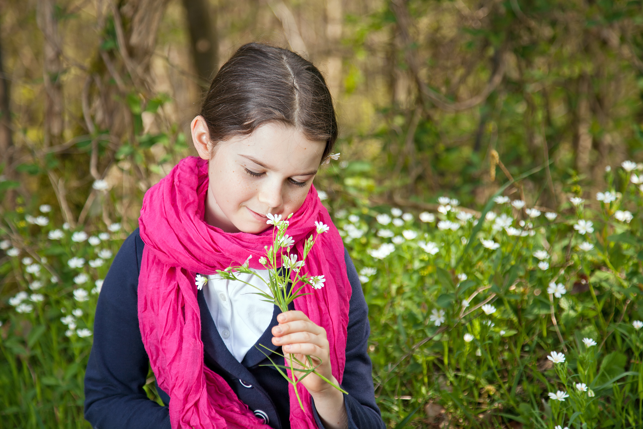 young girl in a forest