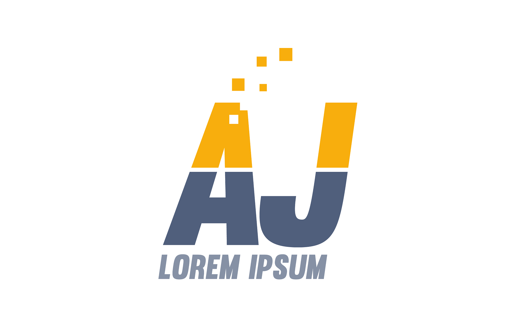 yellow blue aj a j alphabet letter logo company