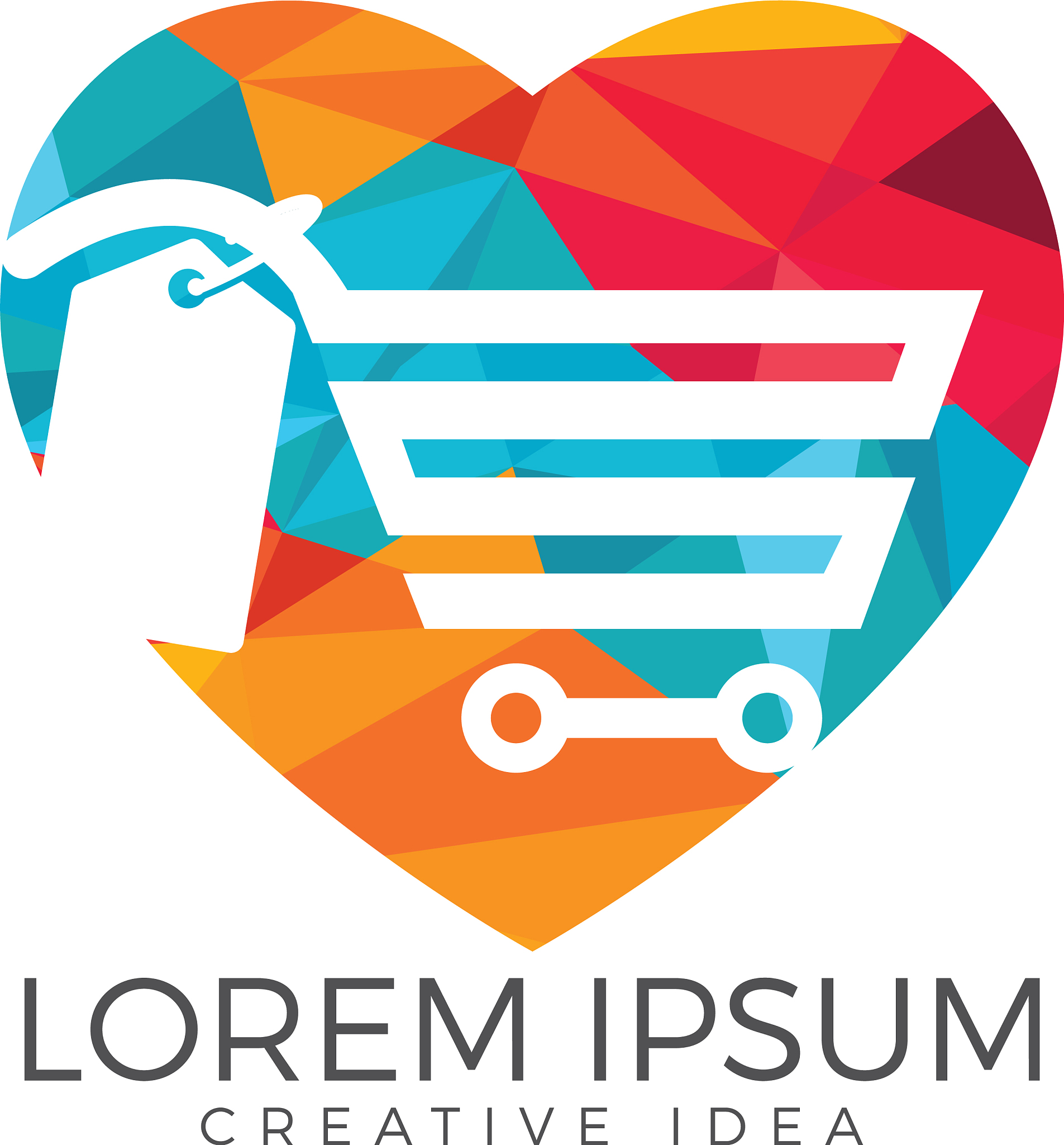 heart shaped shopping cart logo design