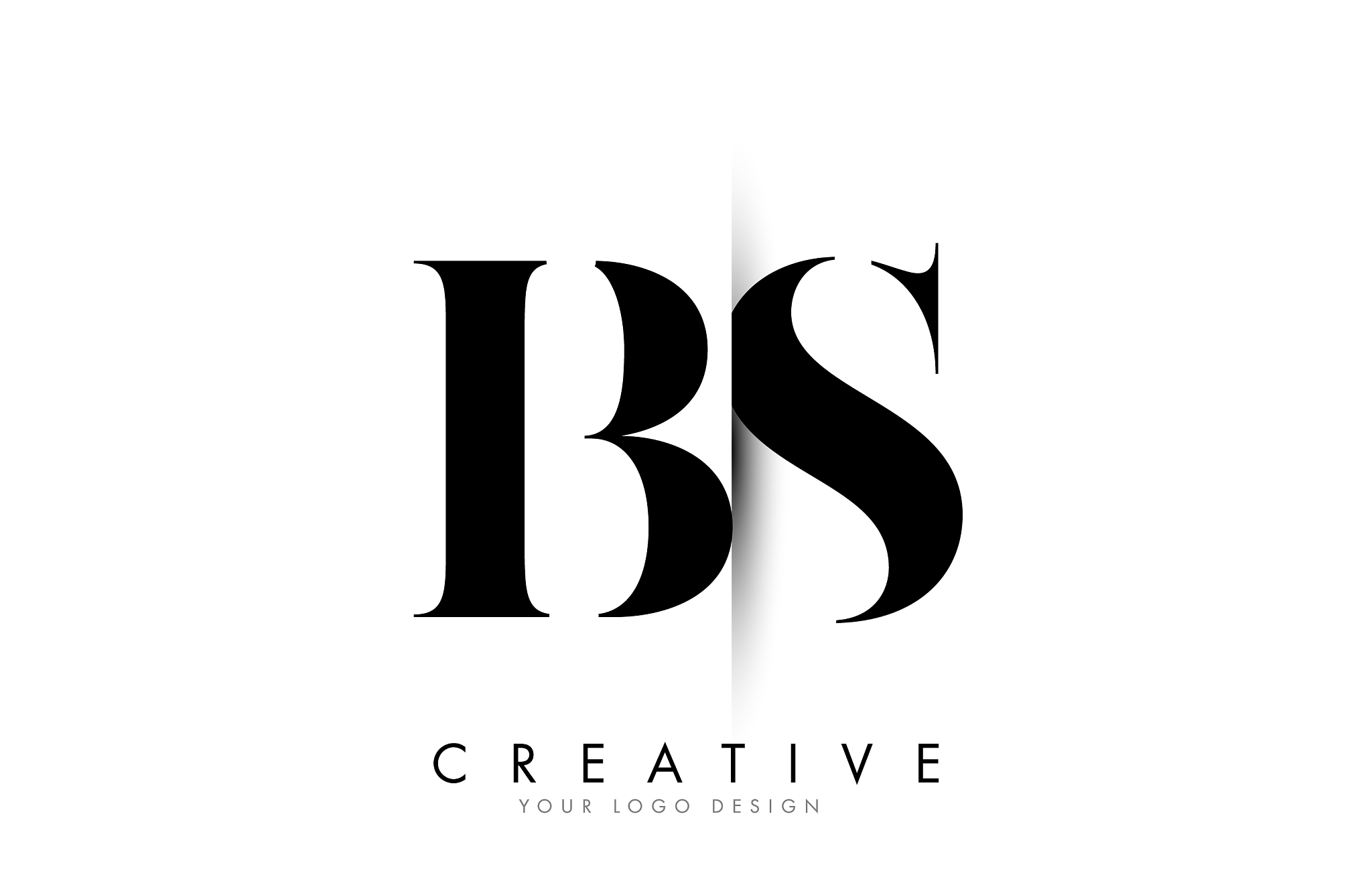 bs b s letter logo with creative shadow cut design