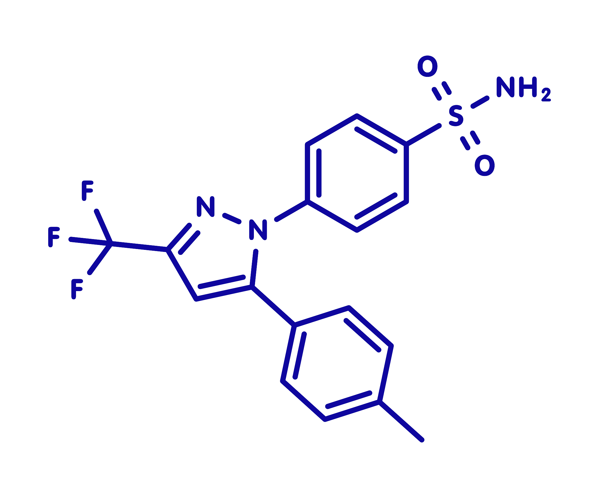 celecoxib pain and inflammation drug, molecular model