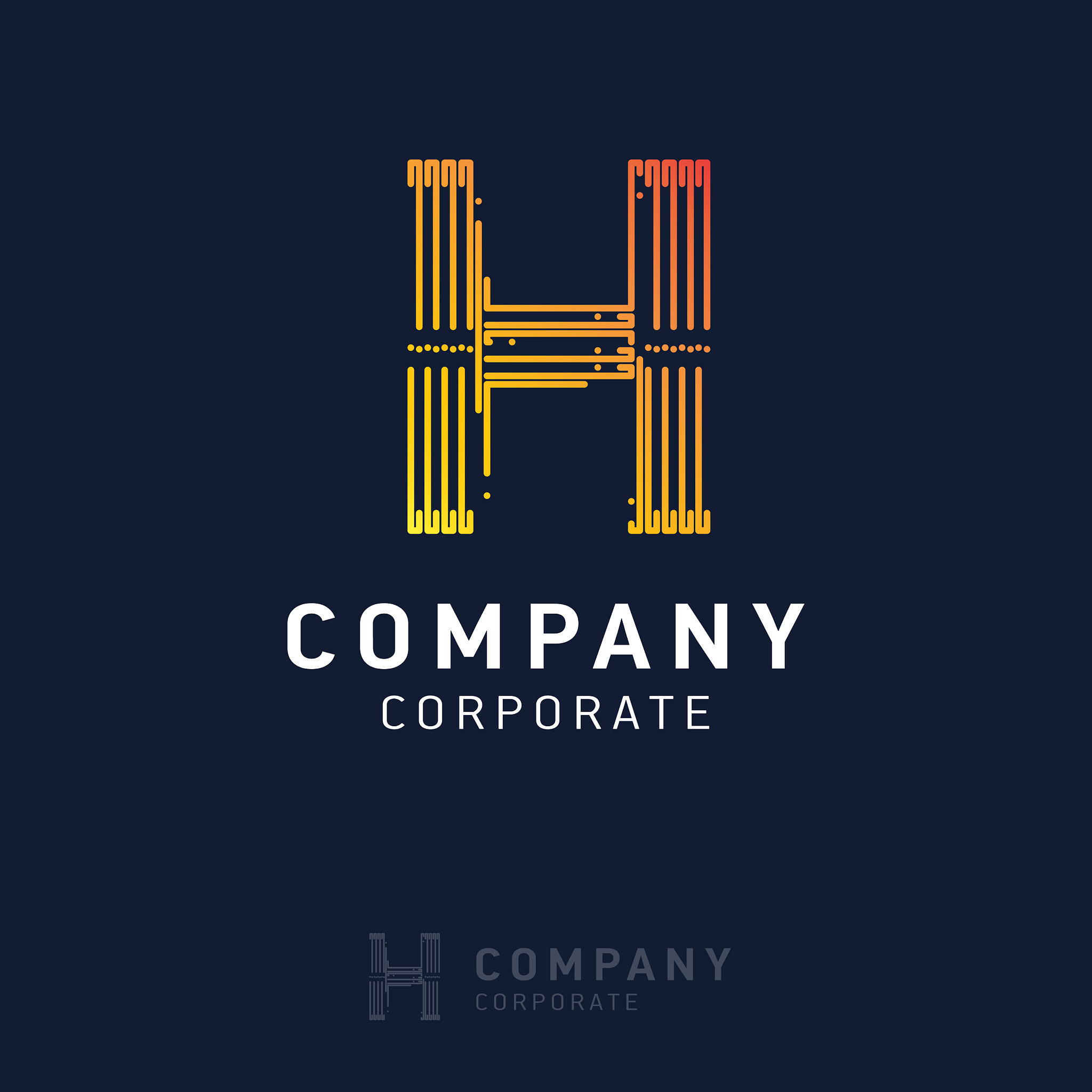 h company logo design with visiting card