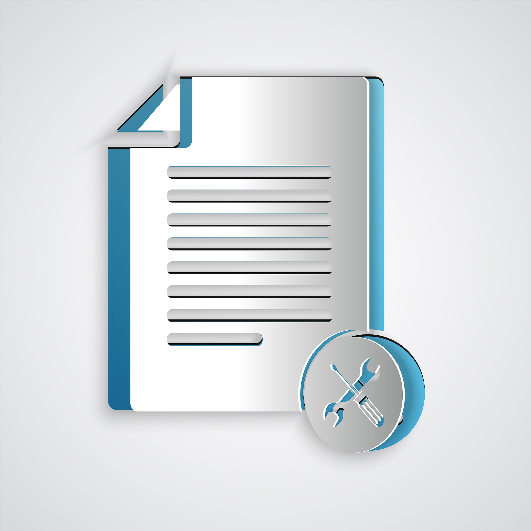 paper cut file document with screwdriver and