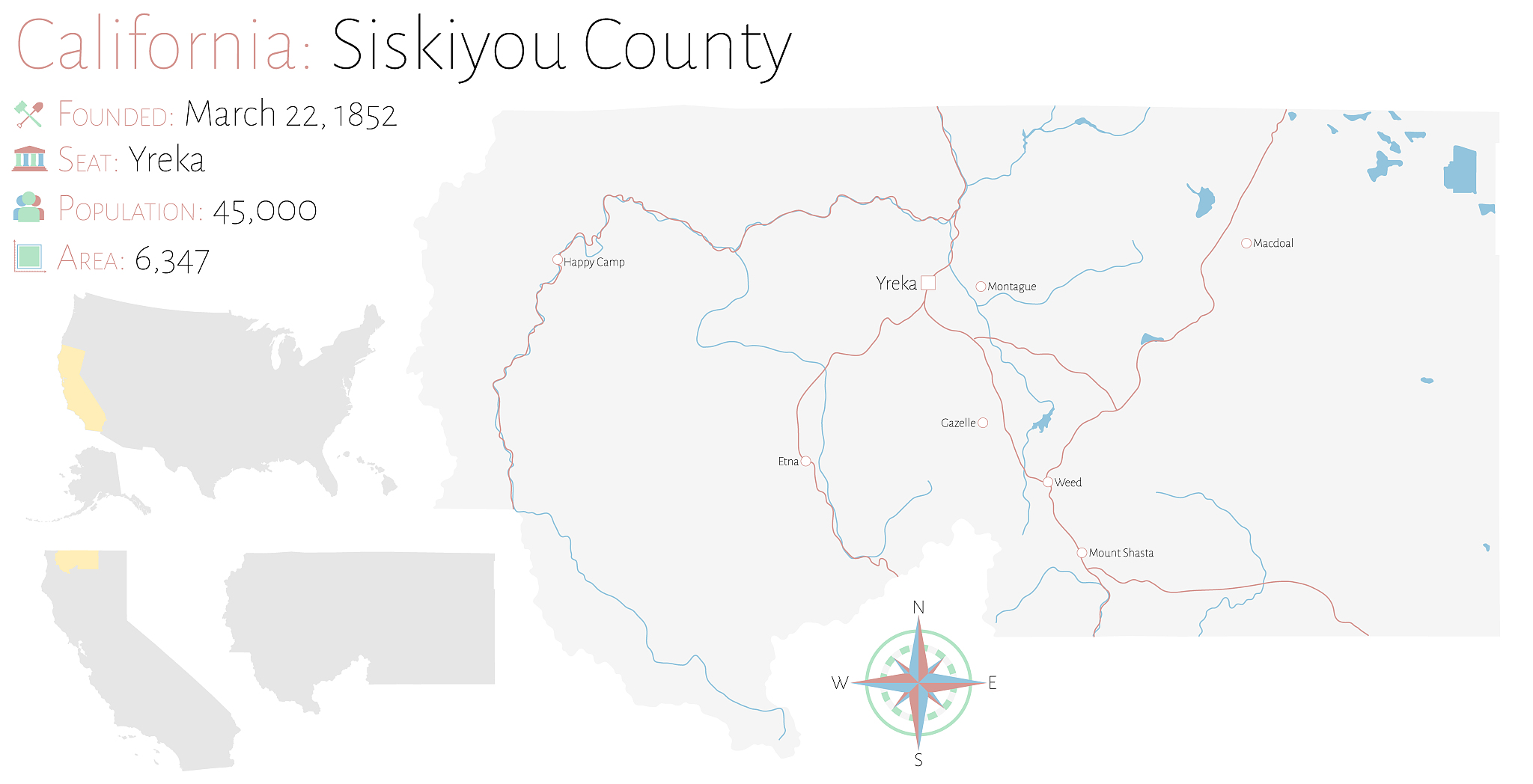 map of siskiyou county in california