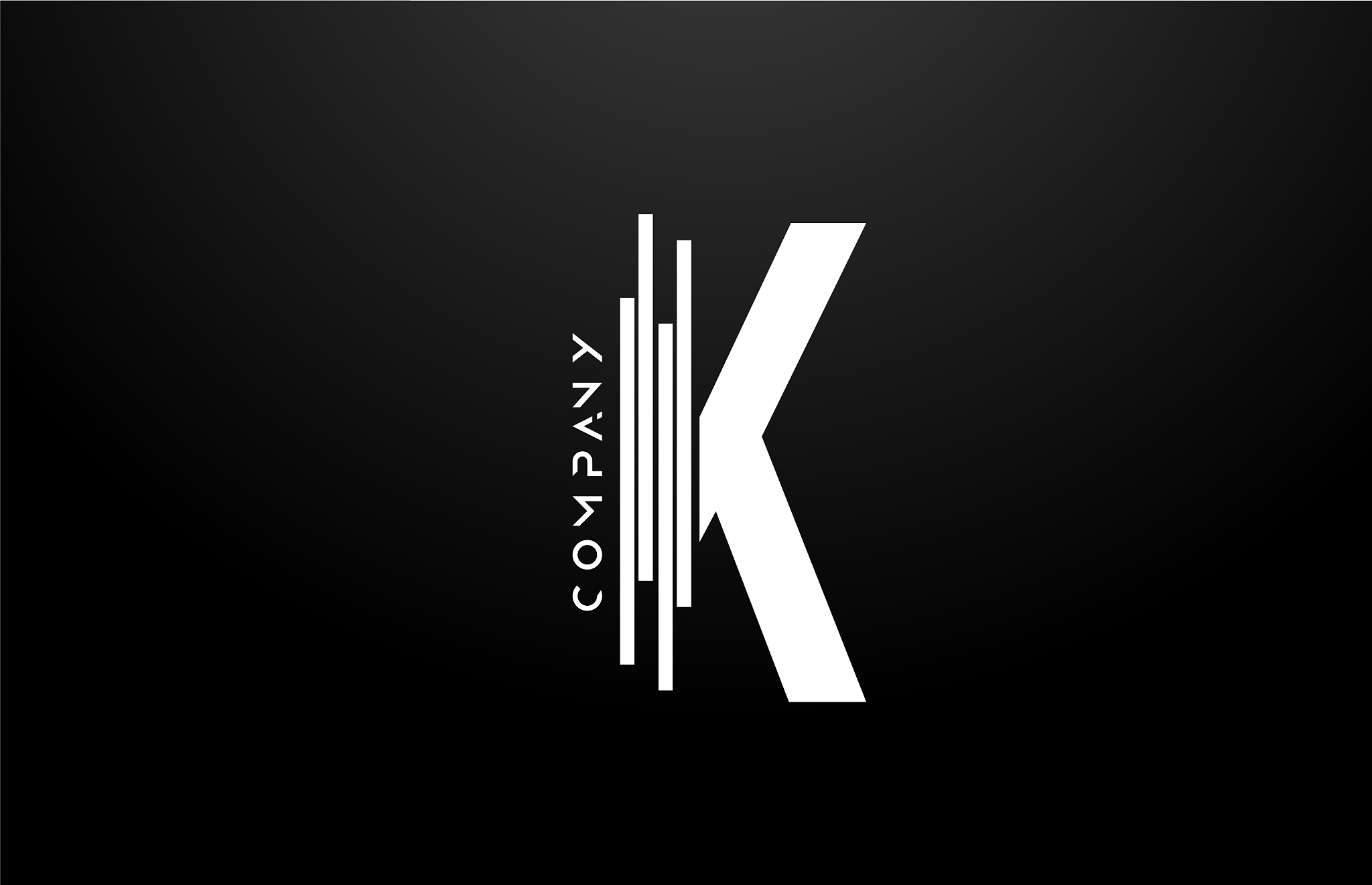 k black white letter alphabet logo design with