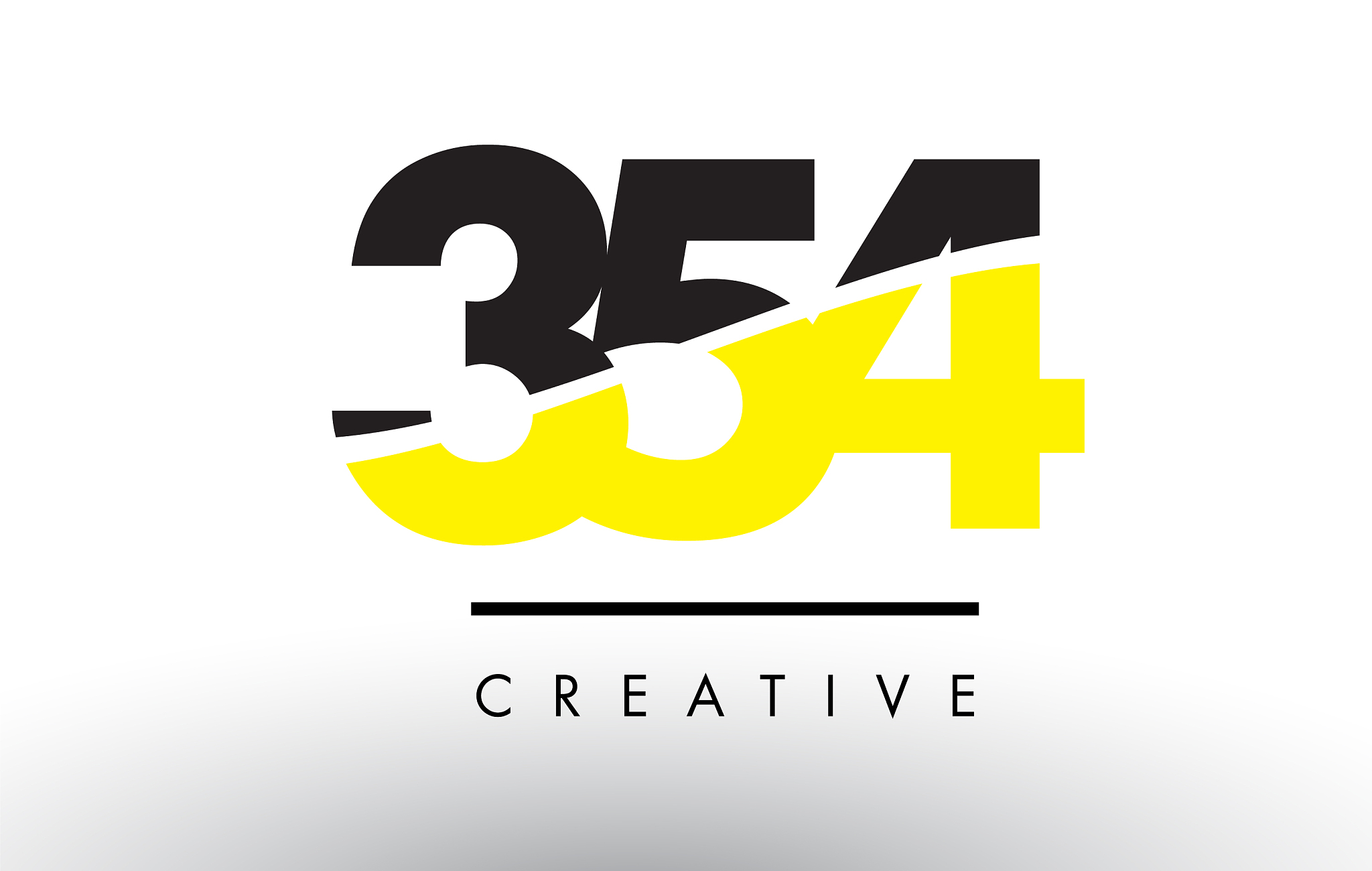 354 black and yellow number logo design