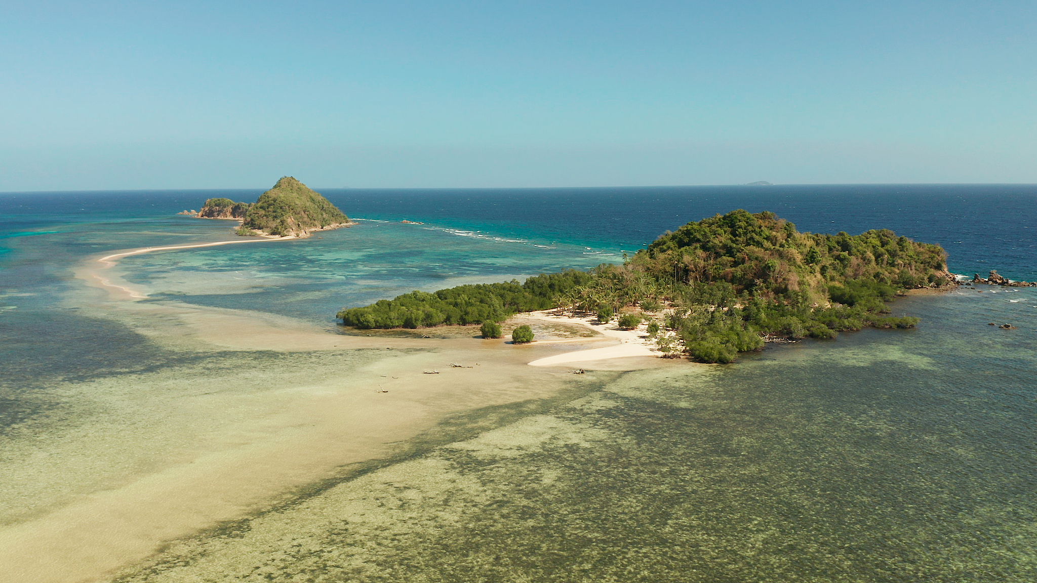 tropical island with sandy beach, philippines, palawan