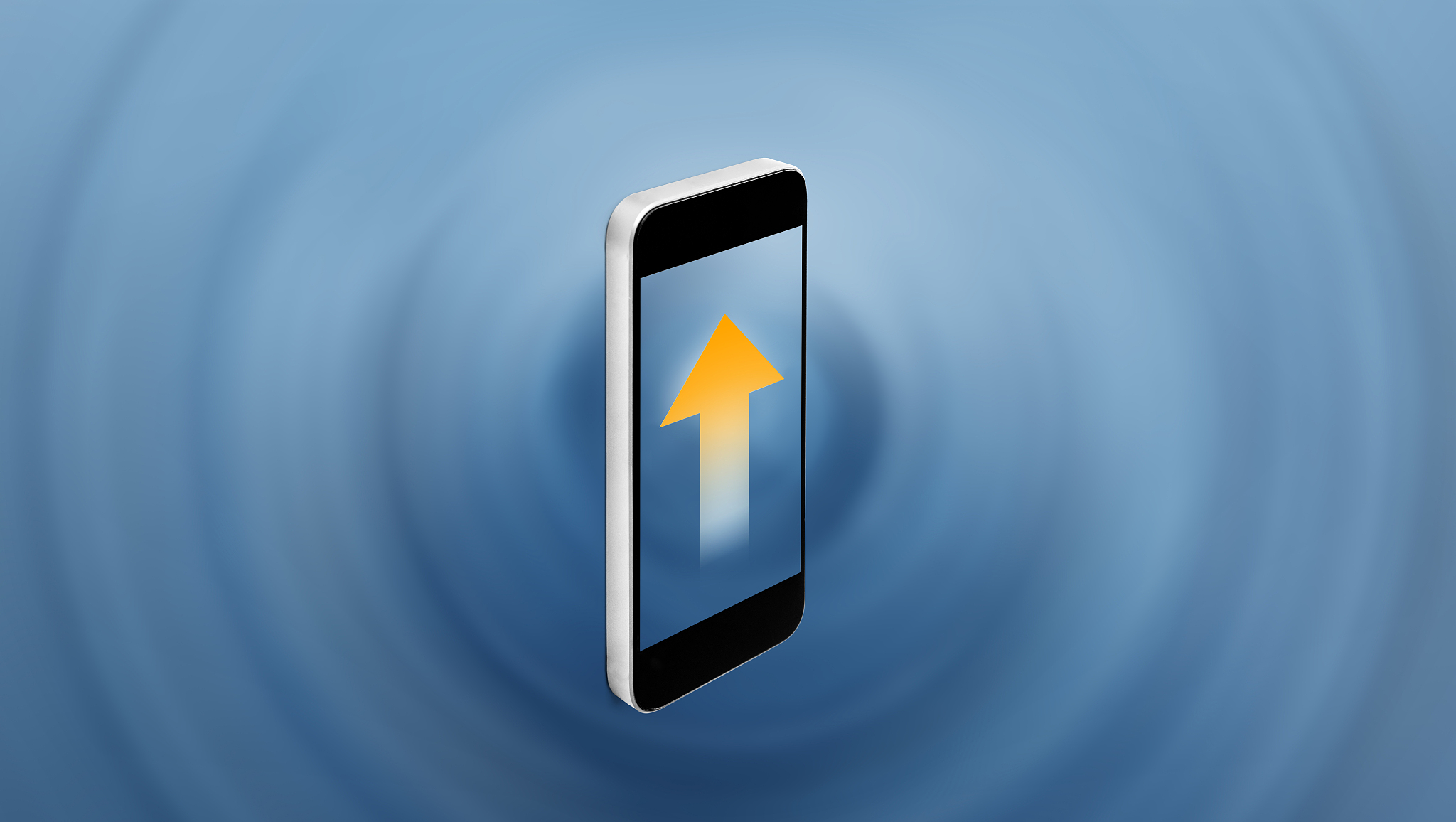 mobile smartphone uploading icon on screen. smart devices remote