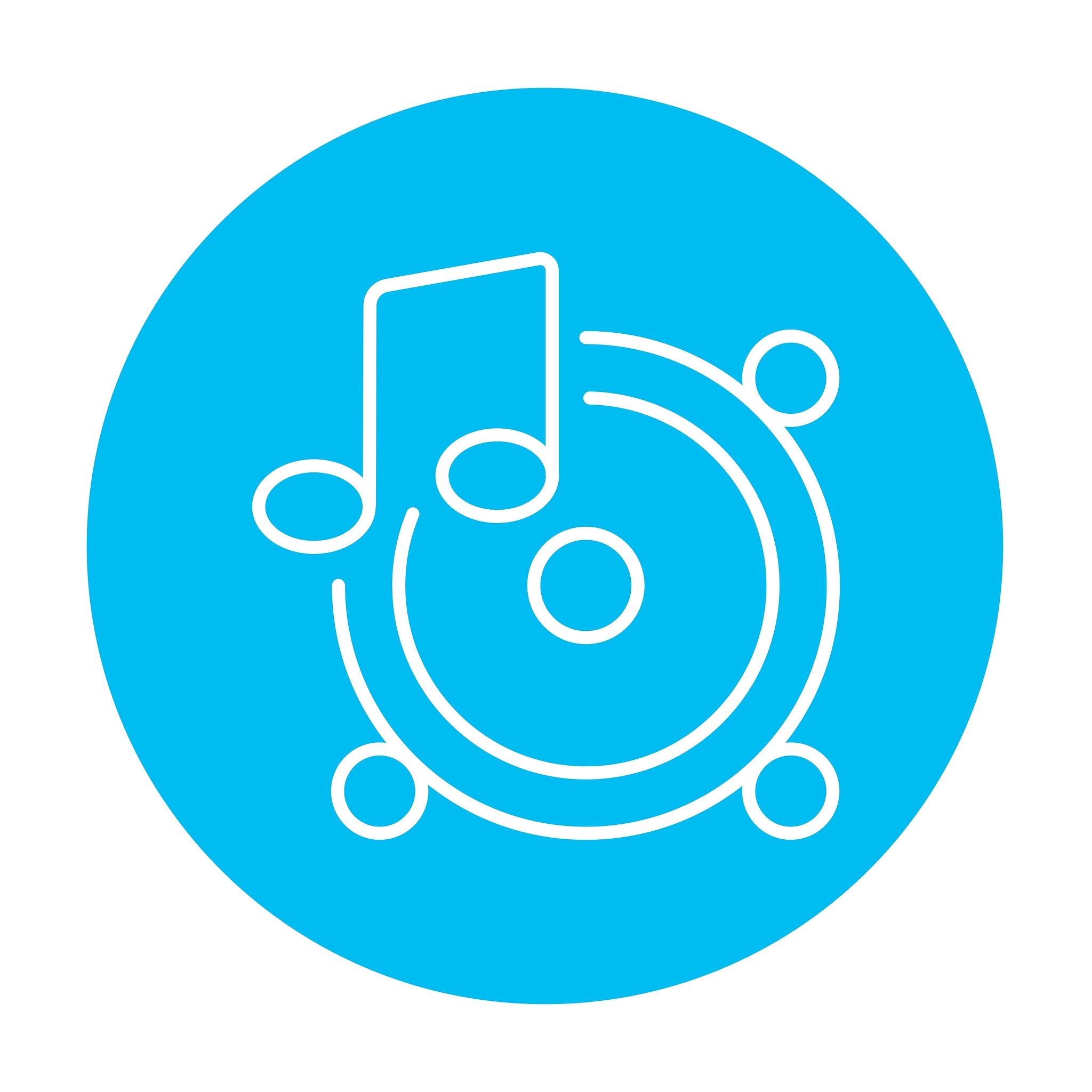 loudspeakers with music note line icon