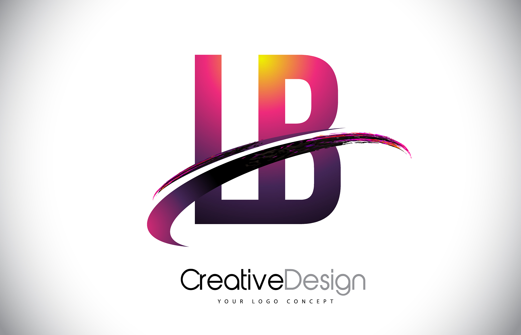 lb l b purple letter logo with swoosh design