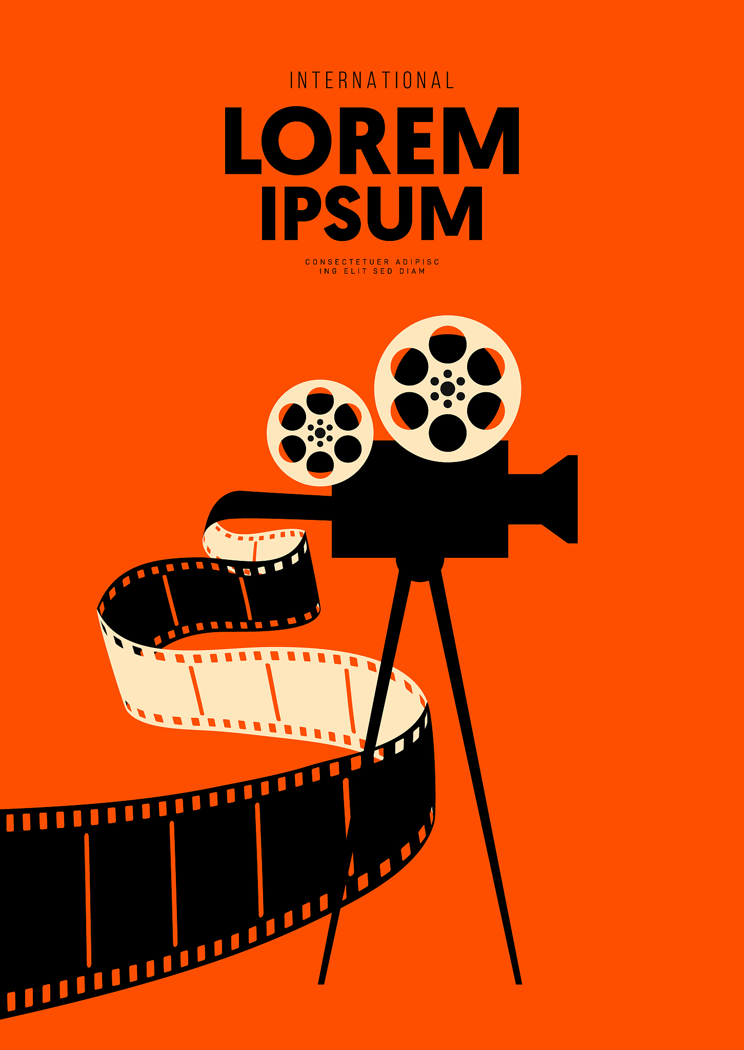 movie and film poster design template background with vintage mo
