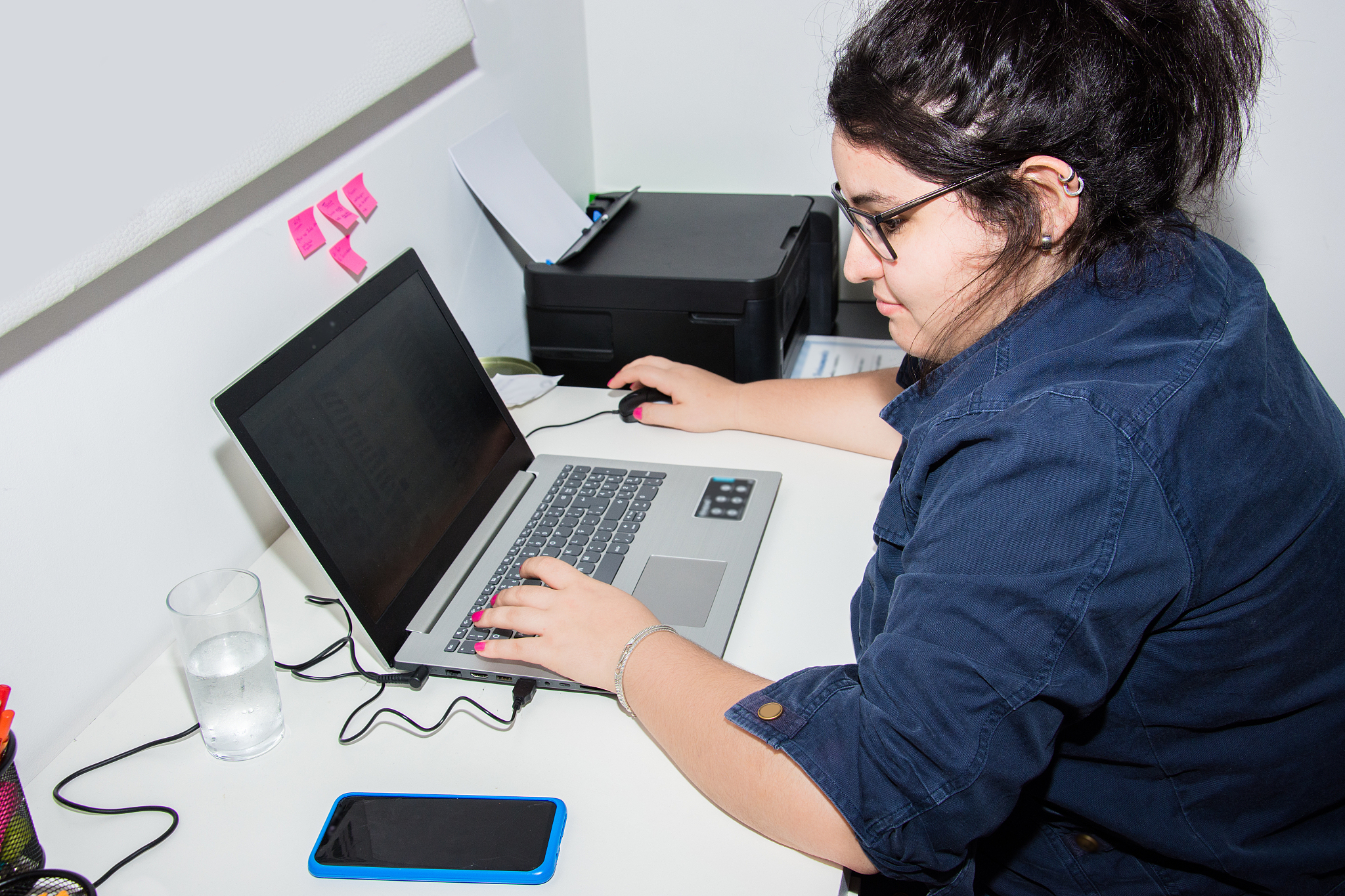 woman working at laptop