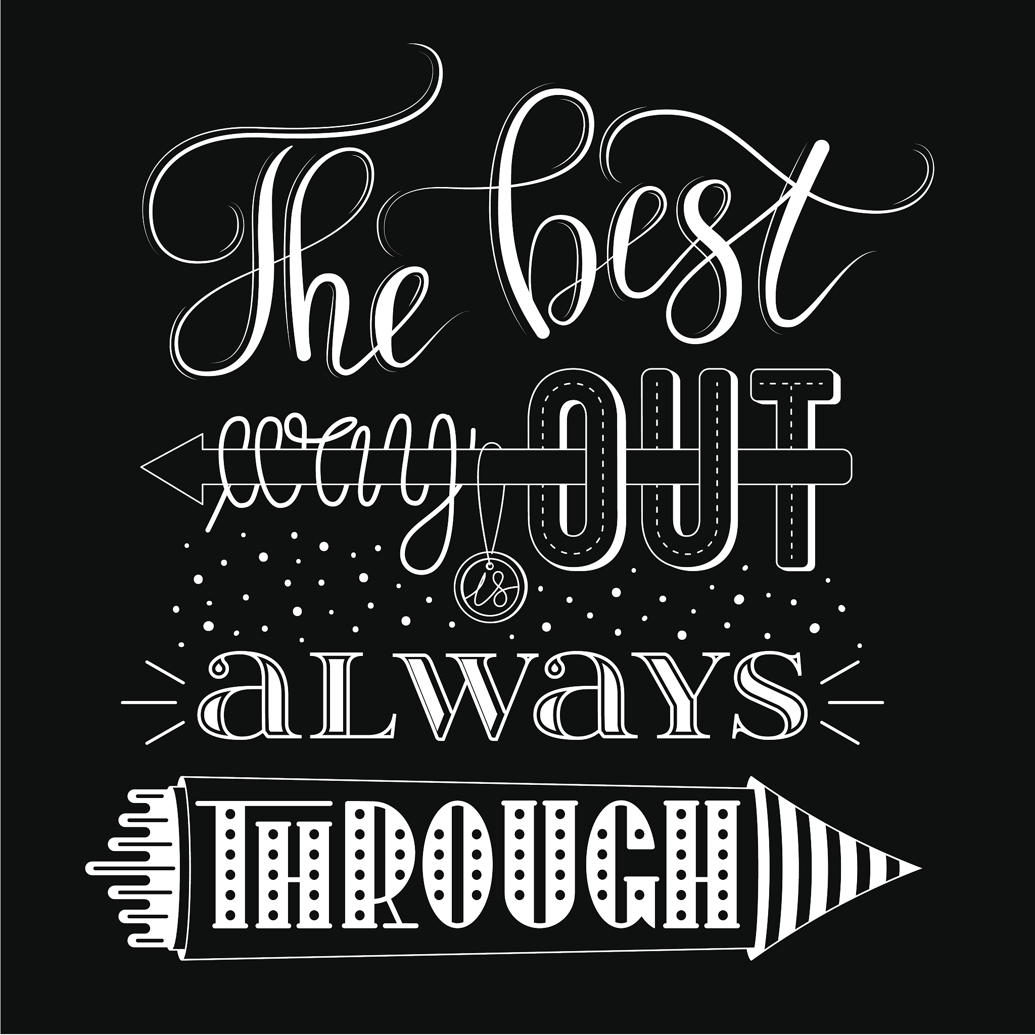 the best way out is always through, vector lettering illustratio