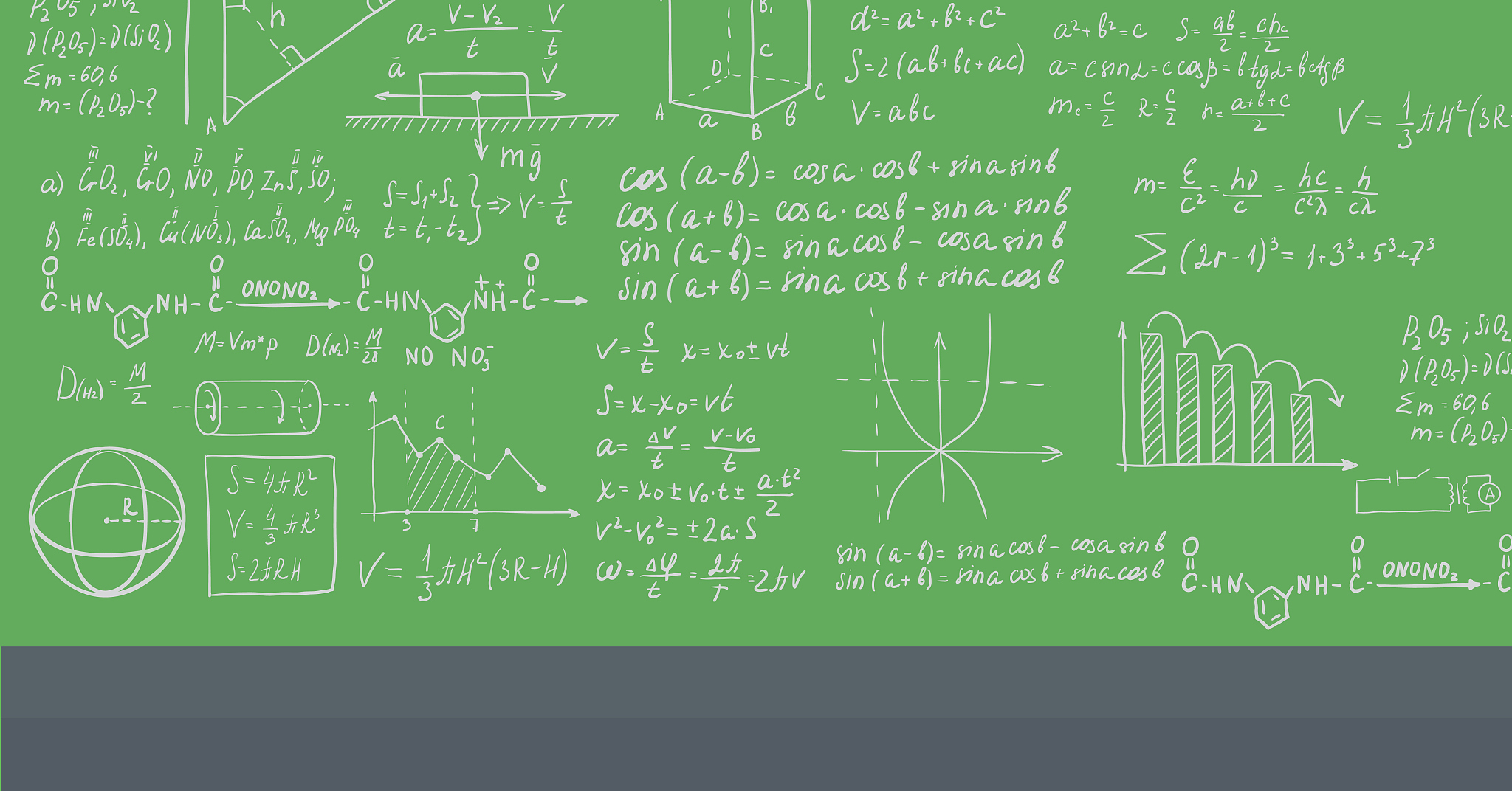 background of white blackboard with mathematical equations