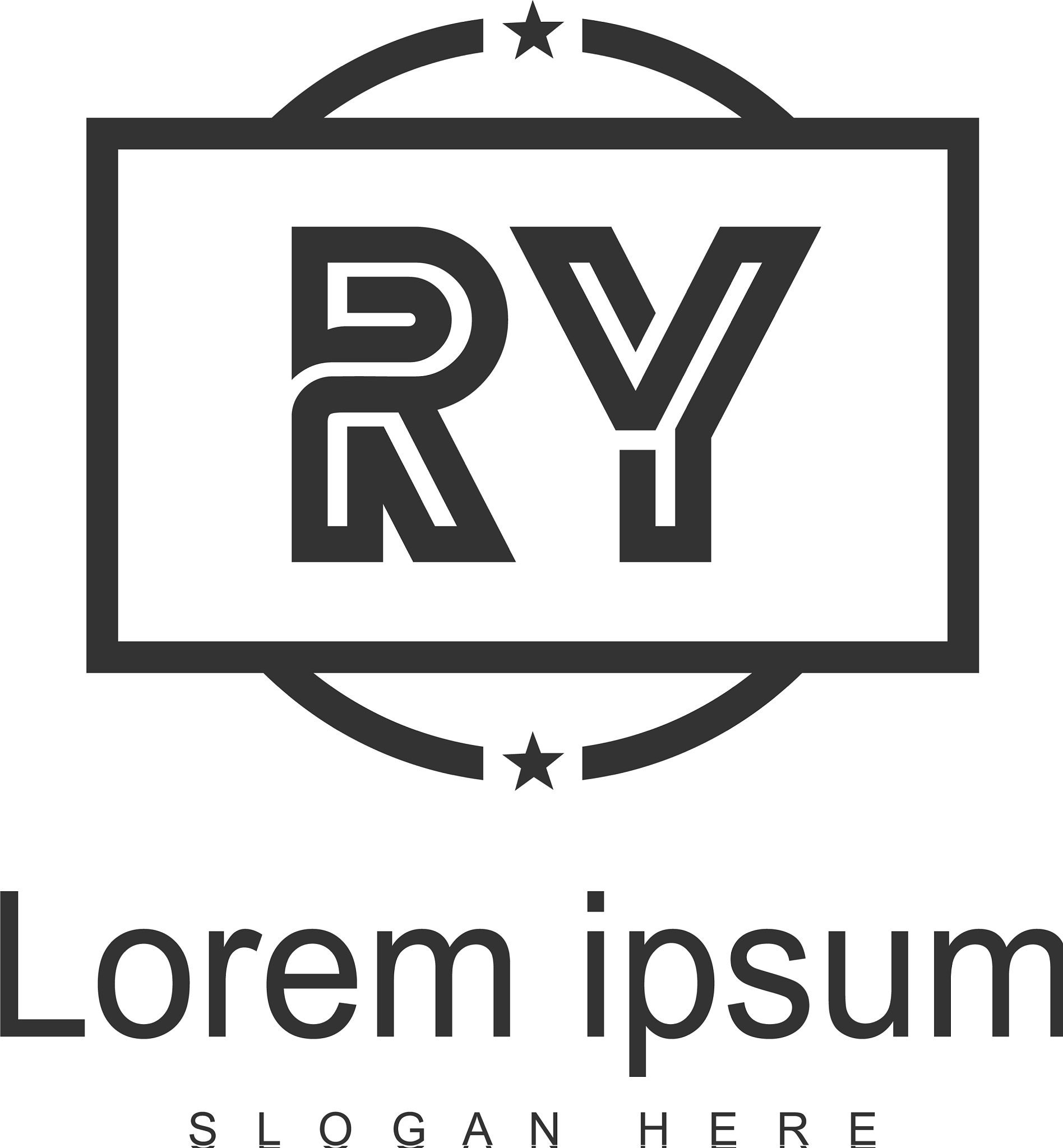 initial ry logo template with modern frame