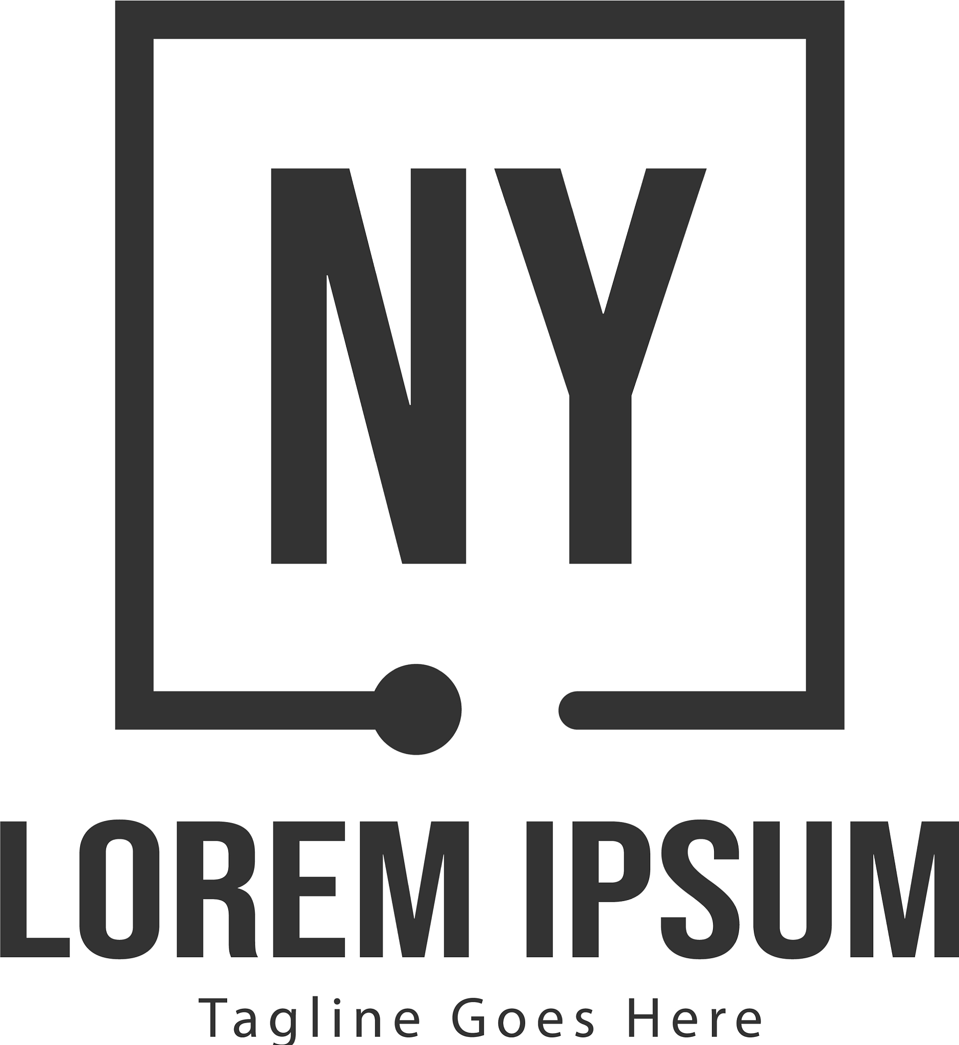 initial ny logo template with modern frame