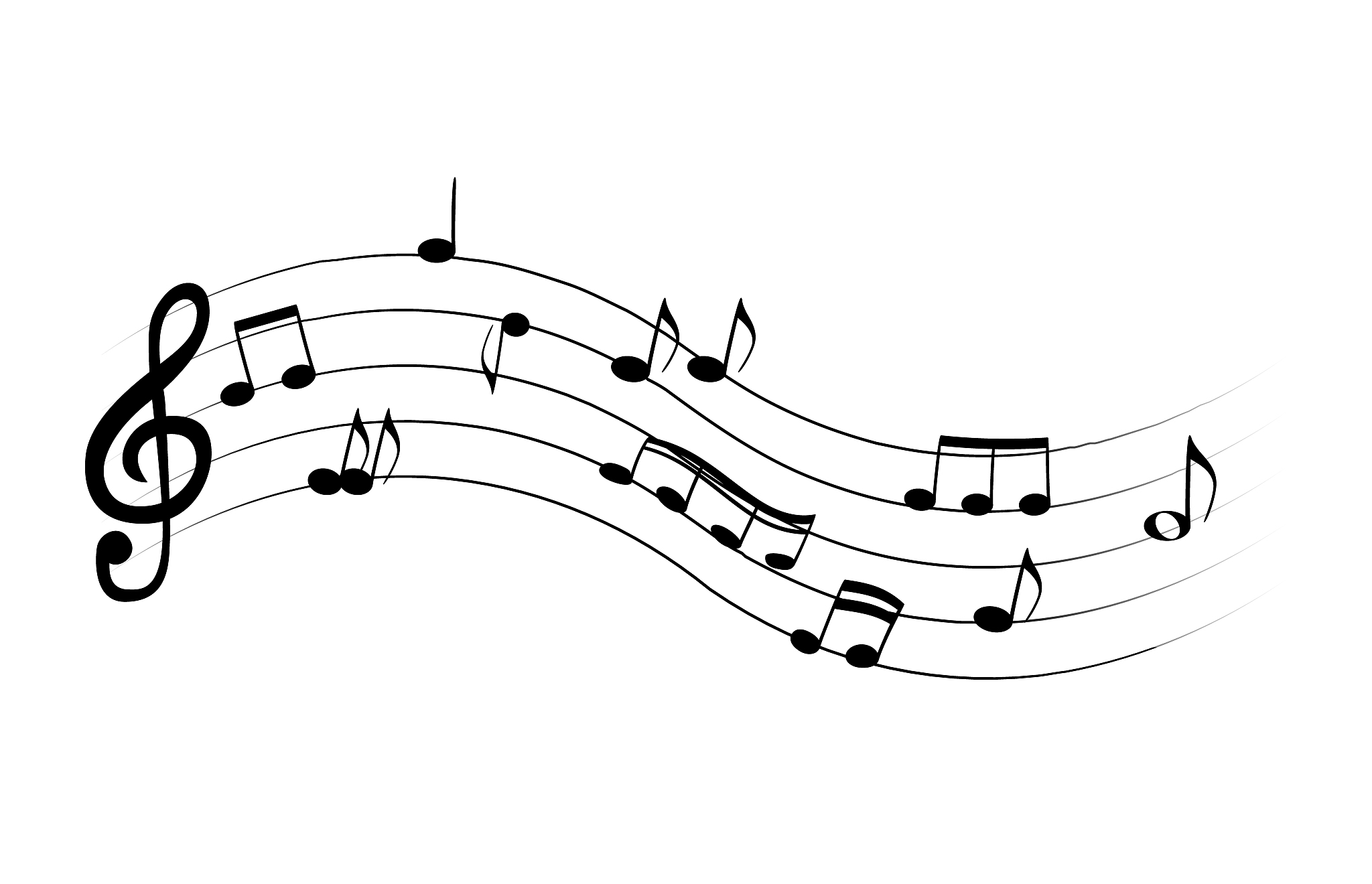 set of musical notes on five-line clock notation