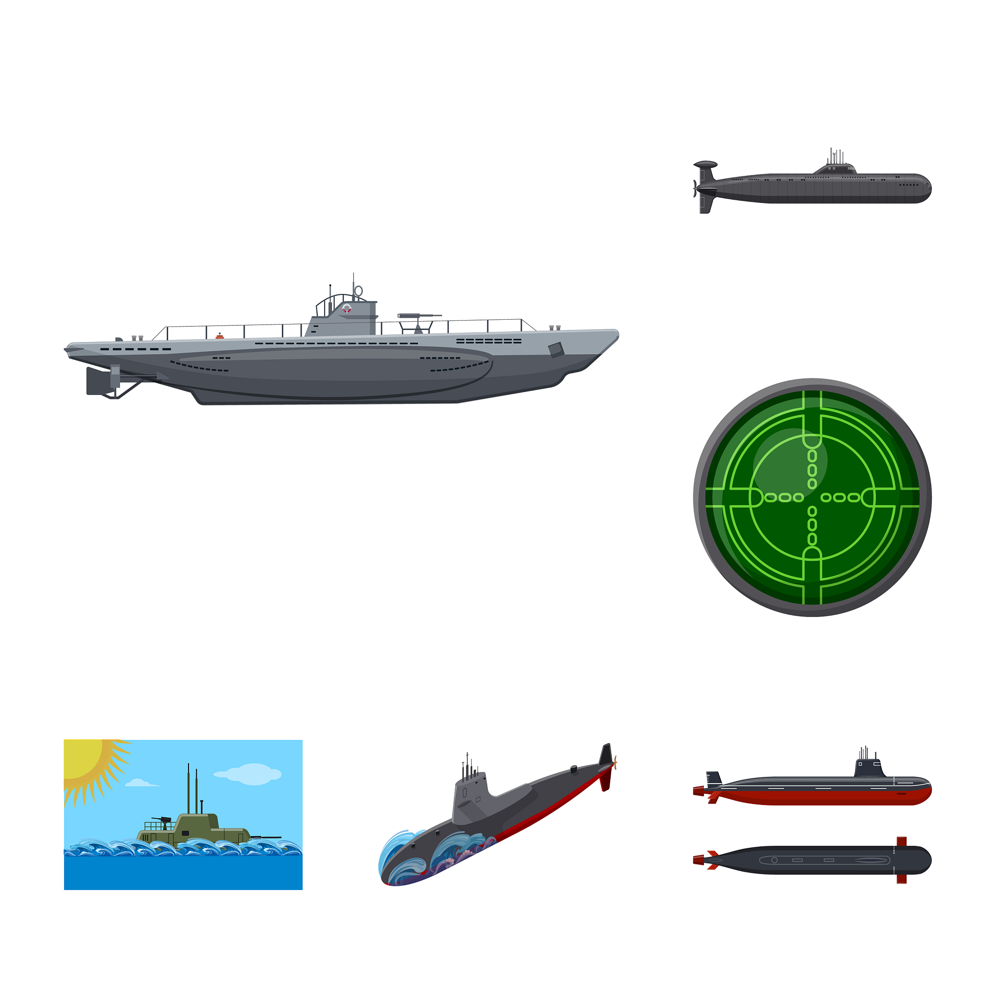 boat and navy symbol set