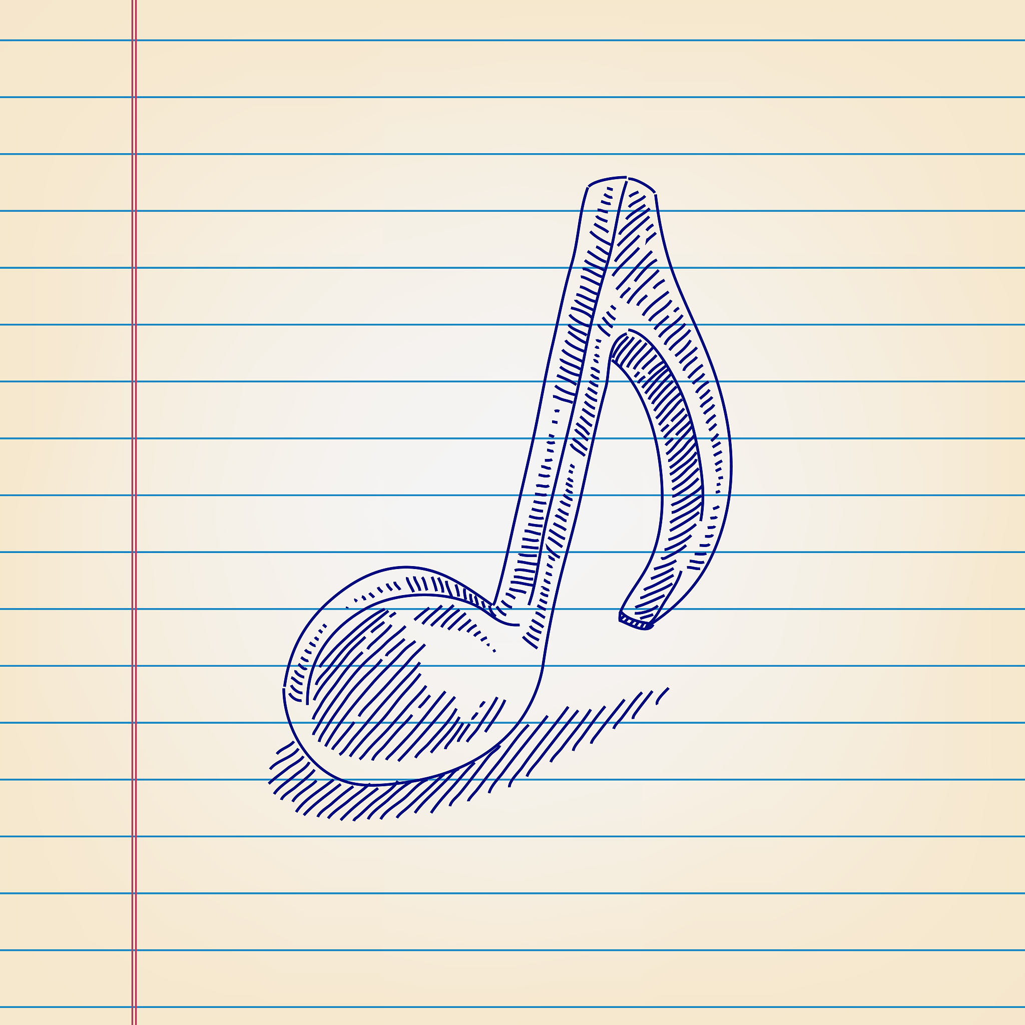 music note drawing on lined paper