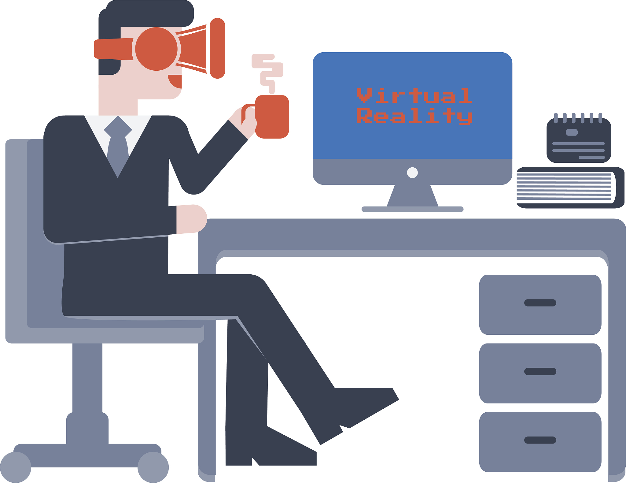 virtual reality glasses , businessman  when wearing virtual real