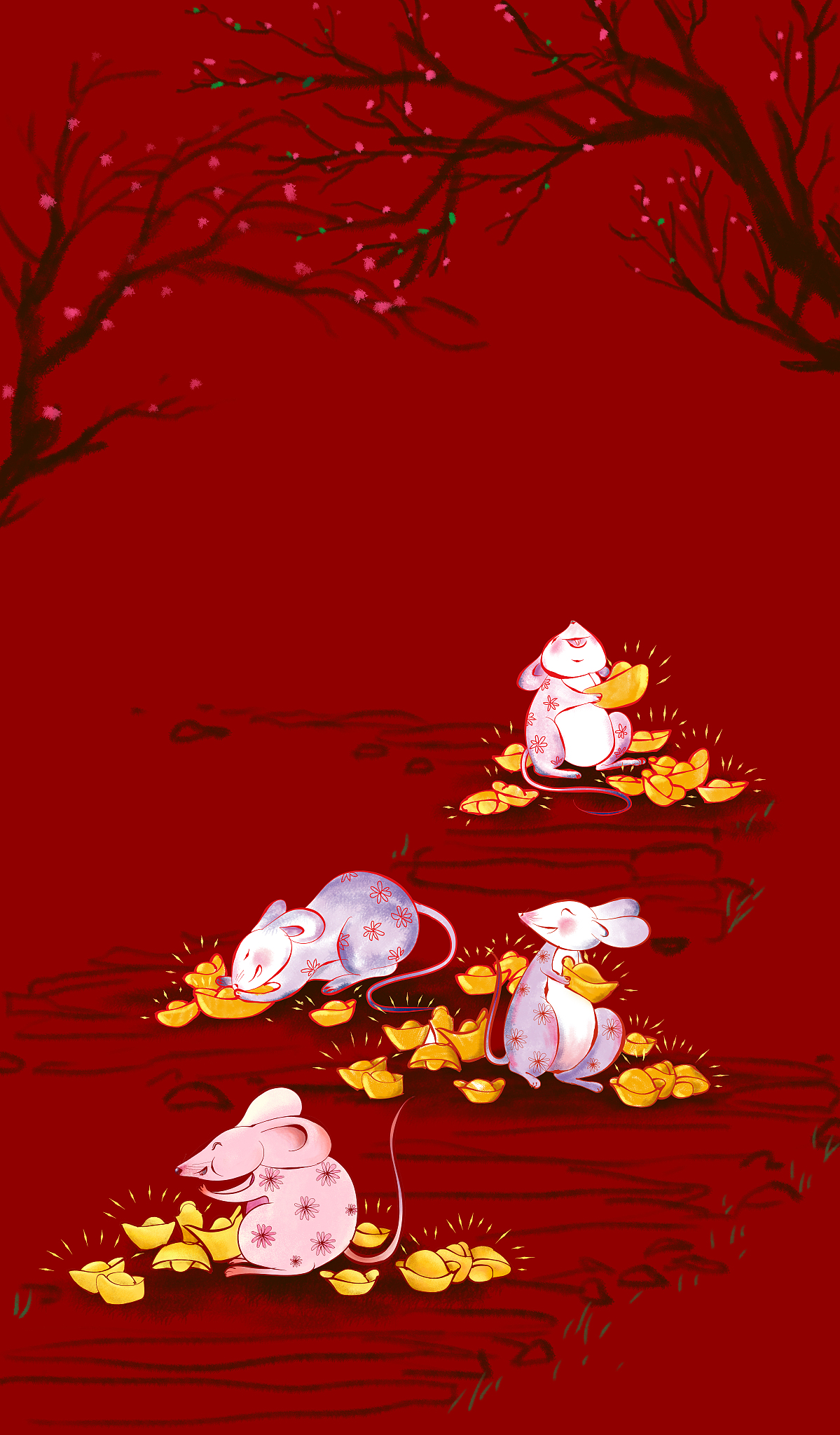 老鼠和元宝年画