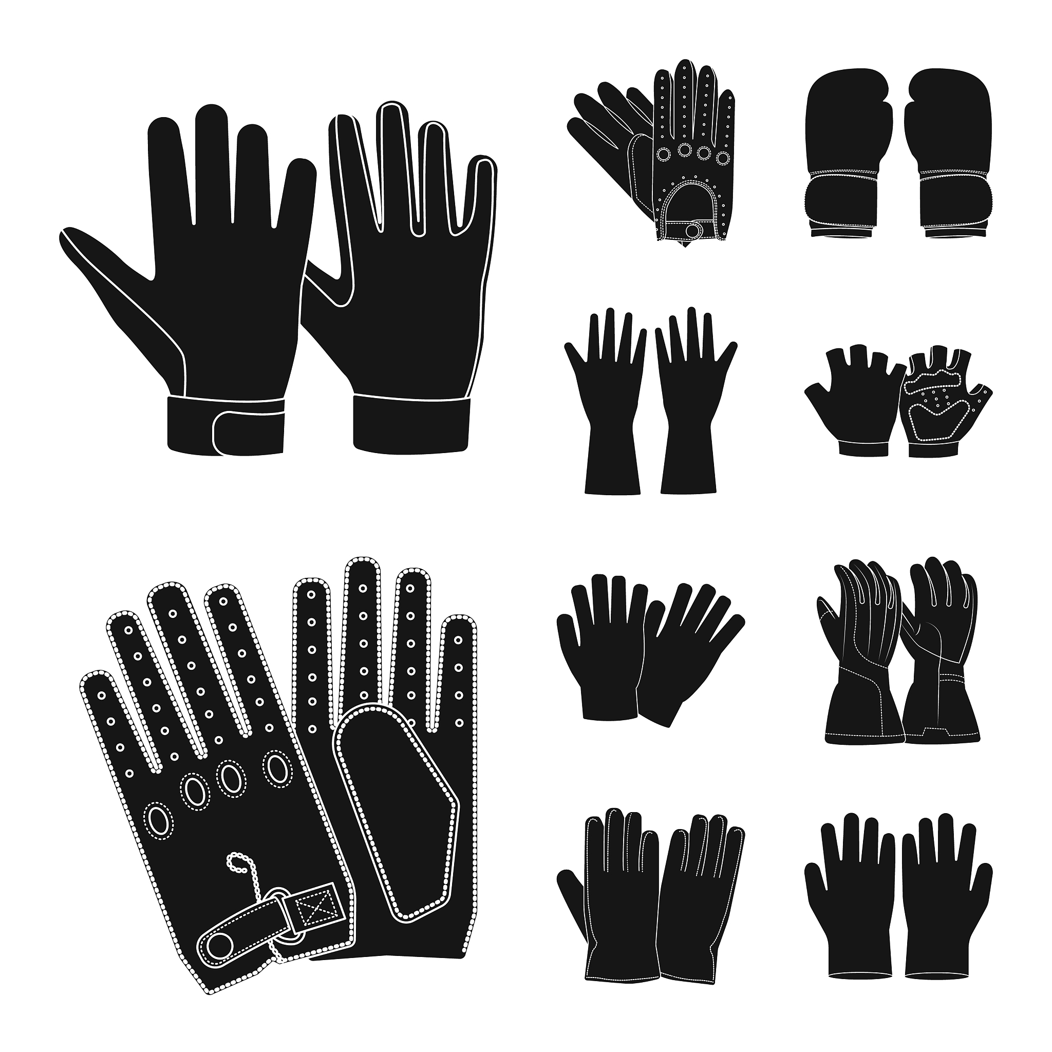 glove and winter sign set