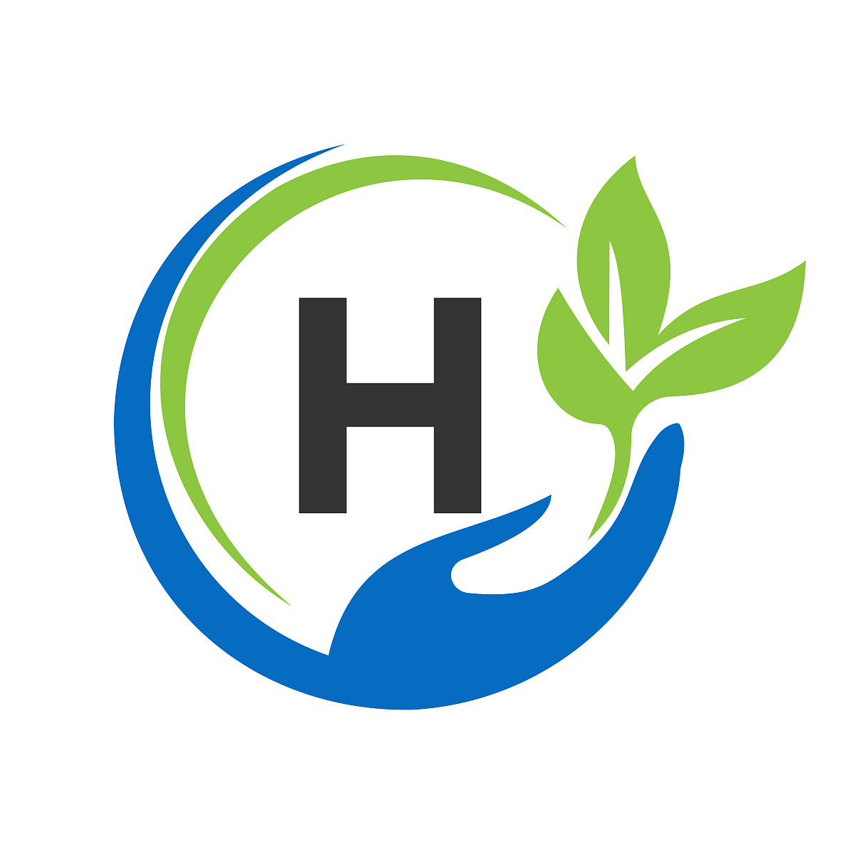 亲手设计<strong>h</strong>字母标志.h医疗保健,带手部标志的基金会
