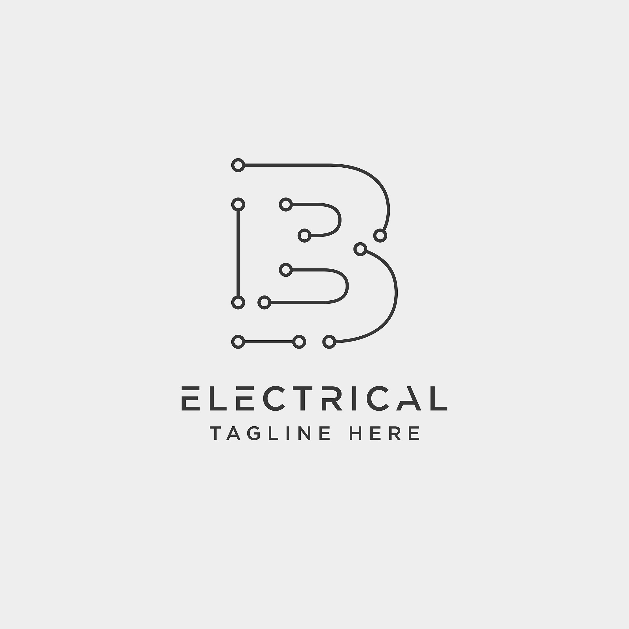 letter b digital connect vector icon design
