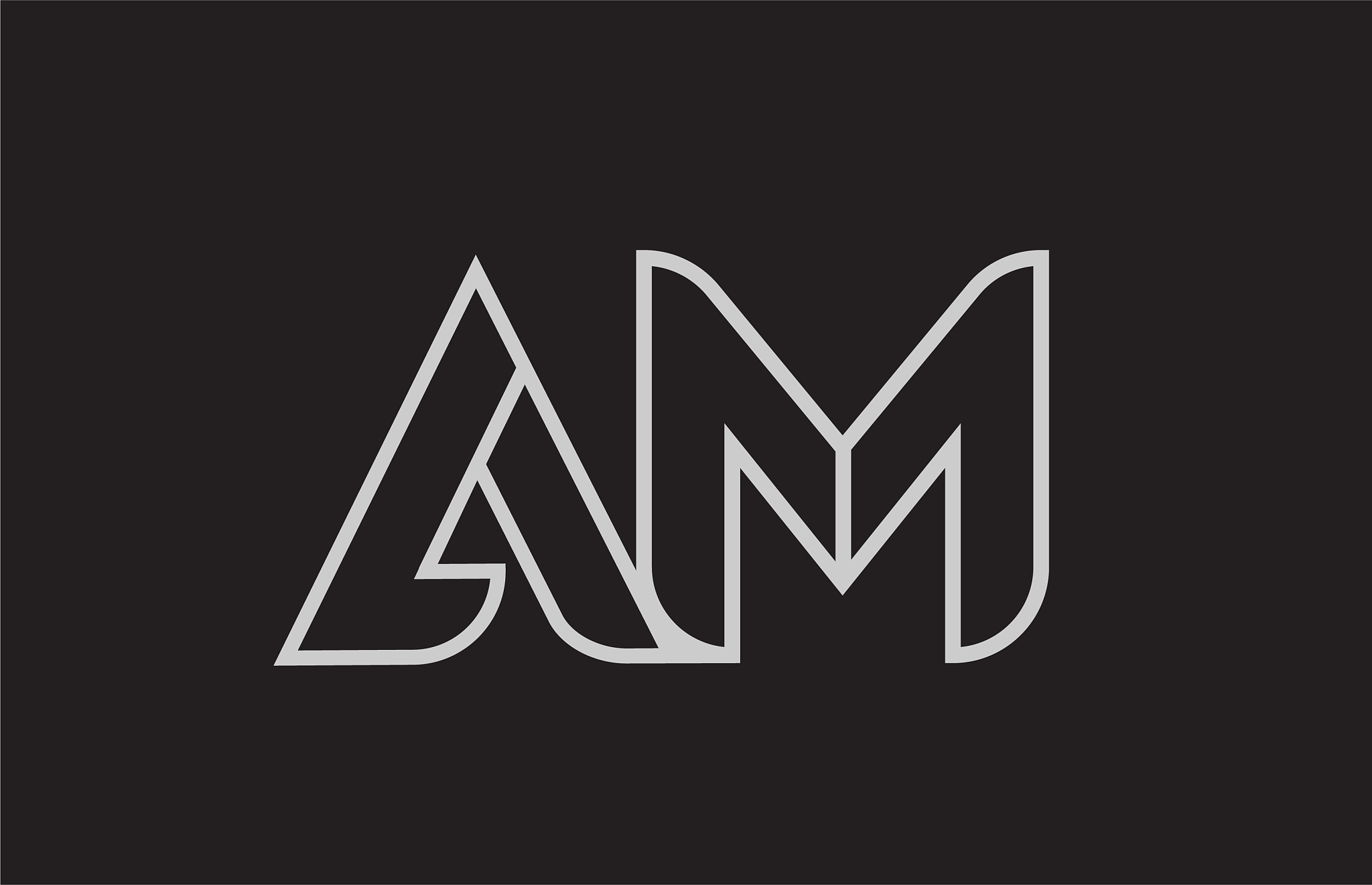 black and white alphabet letter am a m logo