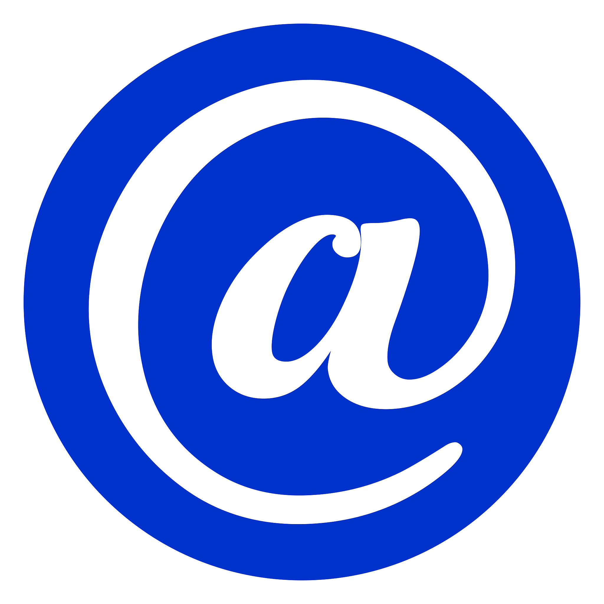 at sign blue circle icon