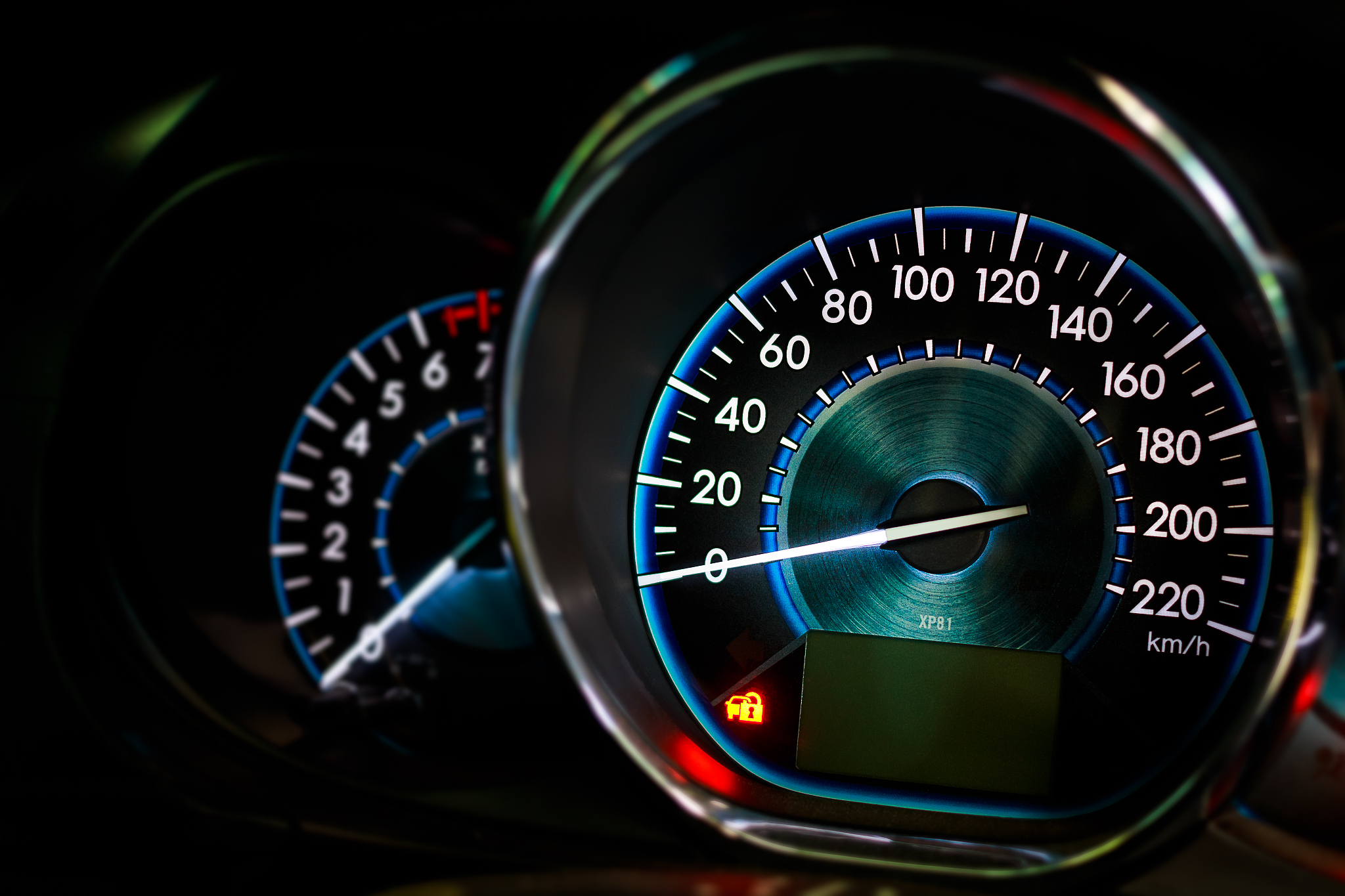 illuminated car dashboard