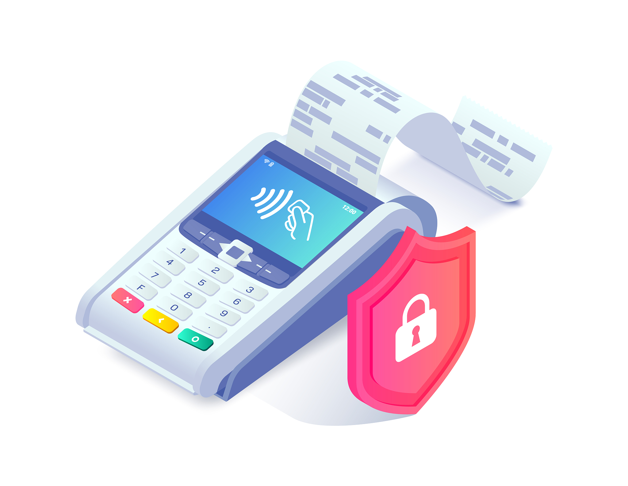 safe contactless payments isometric concept. 3d payment machine 