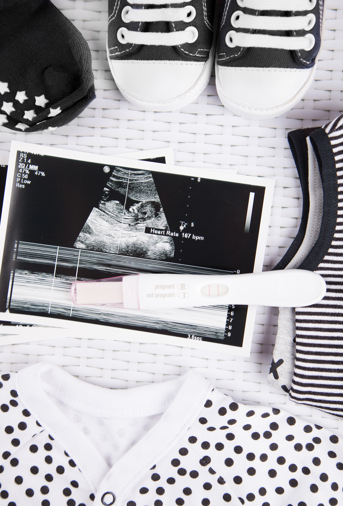 pregnancy test & ultrasound photo