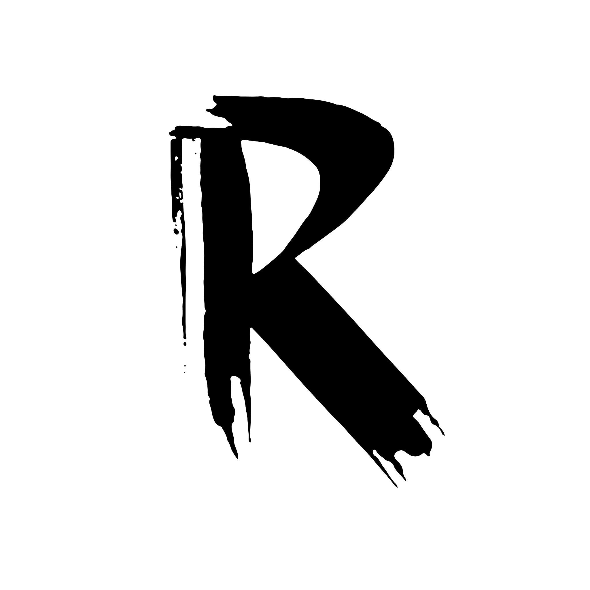 letter r. handwritten by dry brush. rough strokes font. vector i