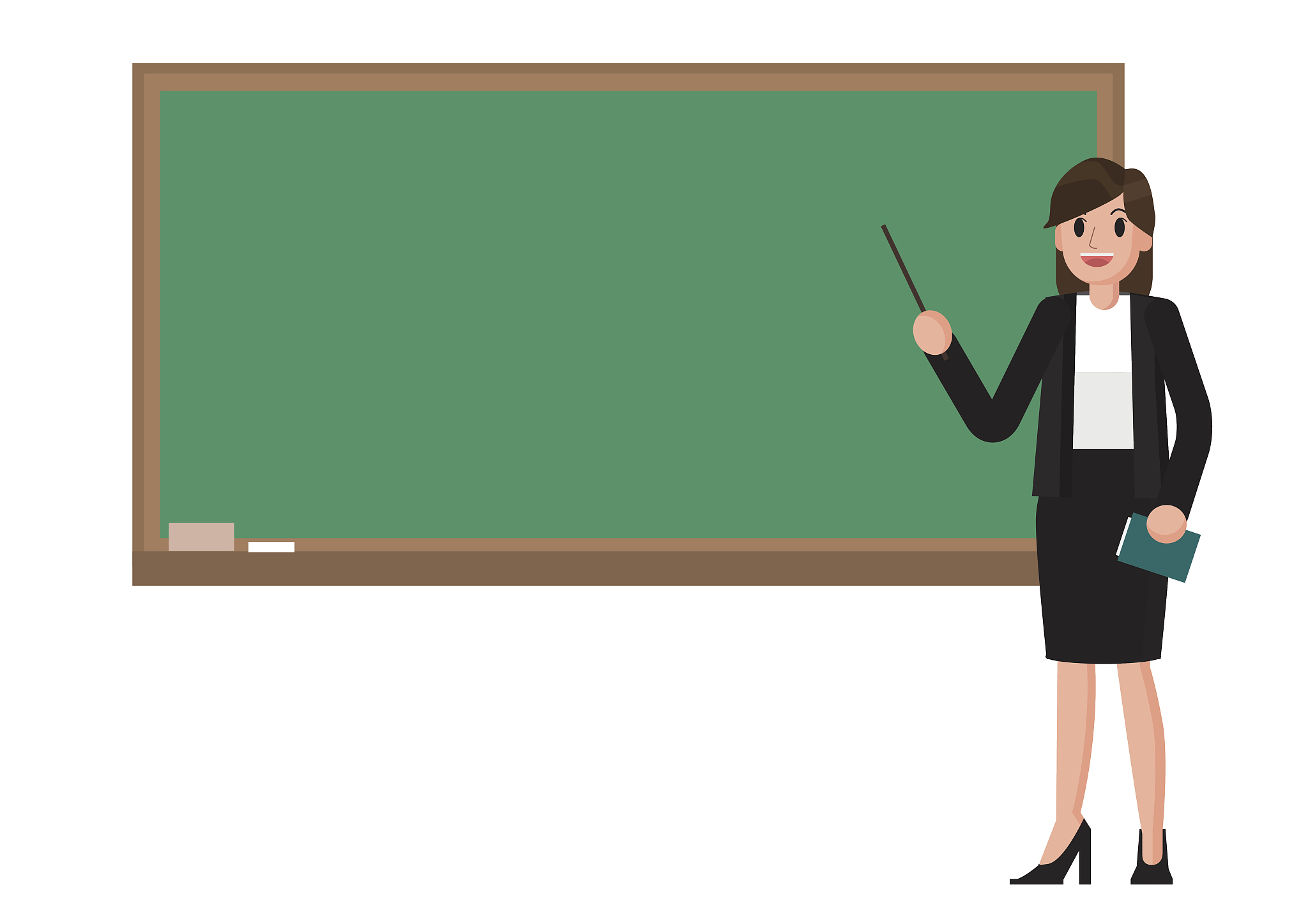 teacher with blackboard.