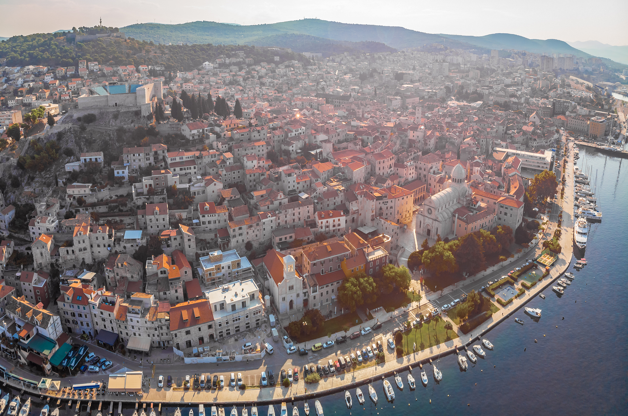 aerial view of sibenik in croatia