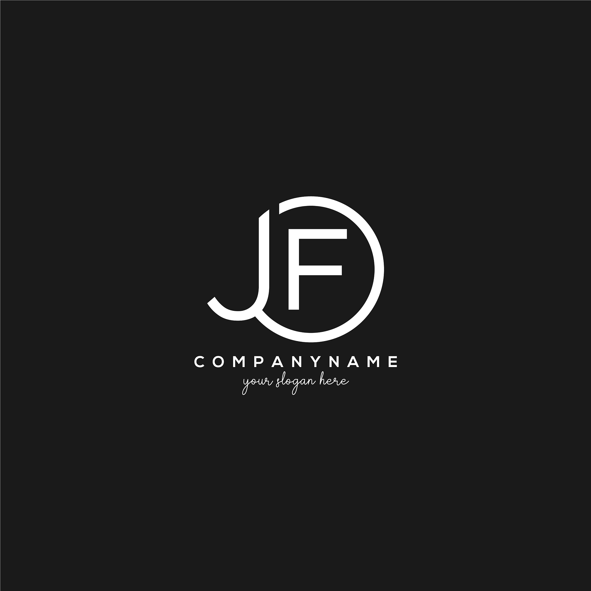 initial jf letter logo with circle template