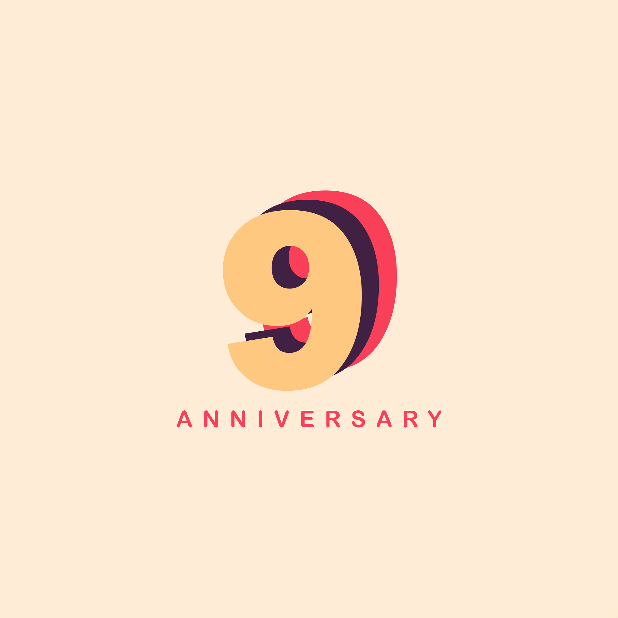 9 years anniversary vector template design illustration