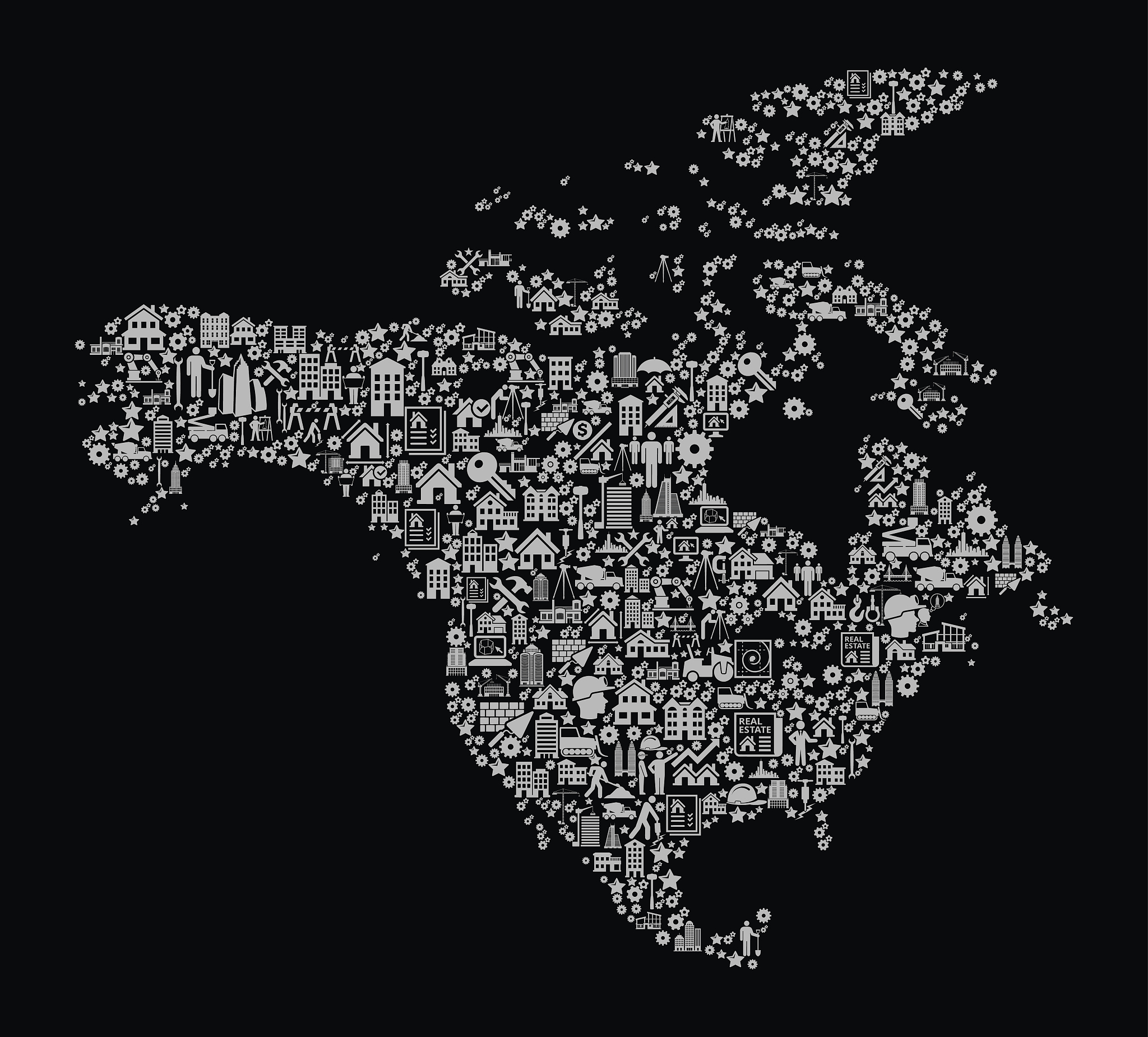 north america construction industry vector icon pattern