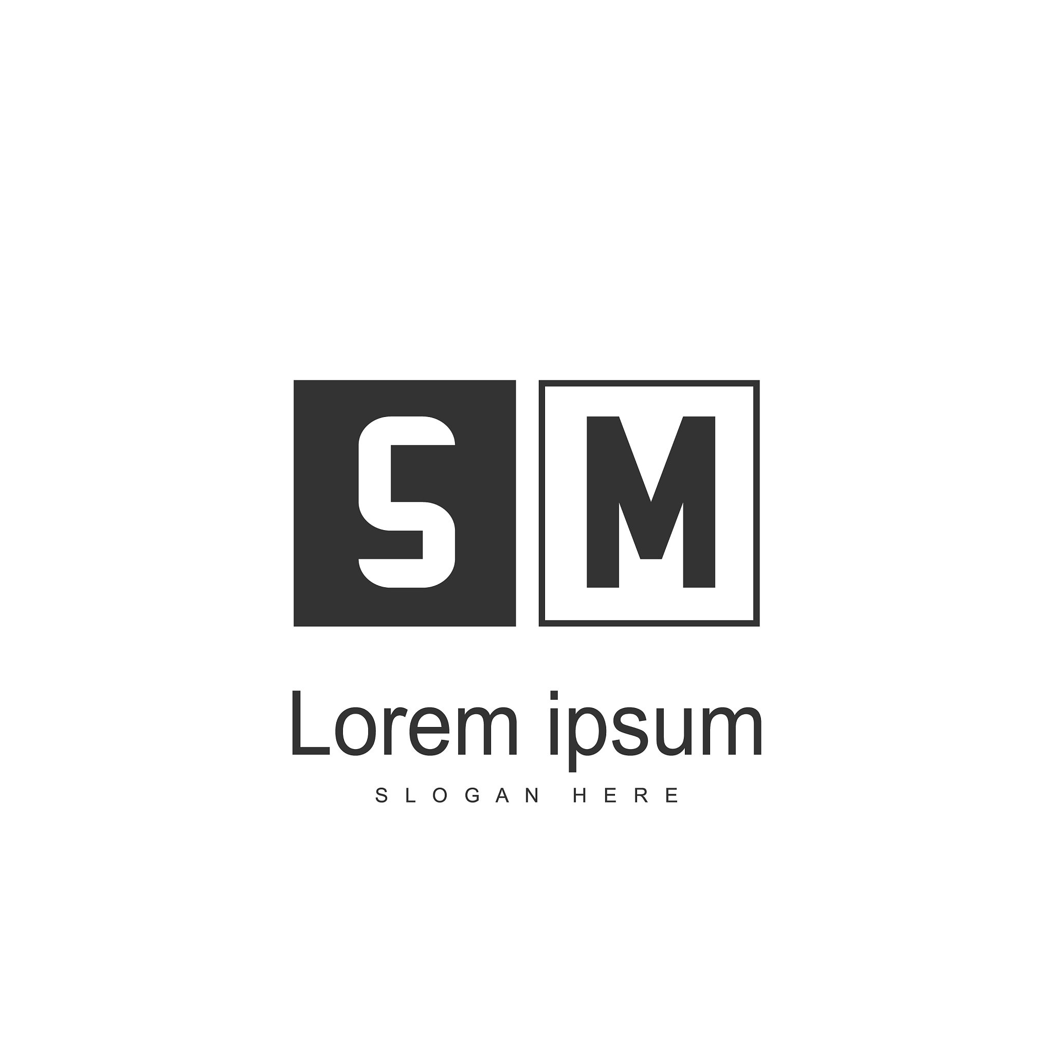 initial letter sm logo template design minimal