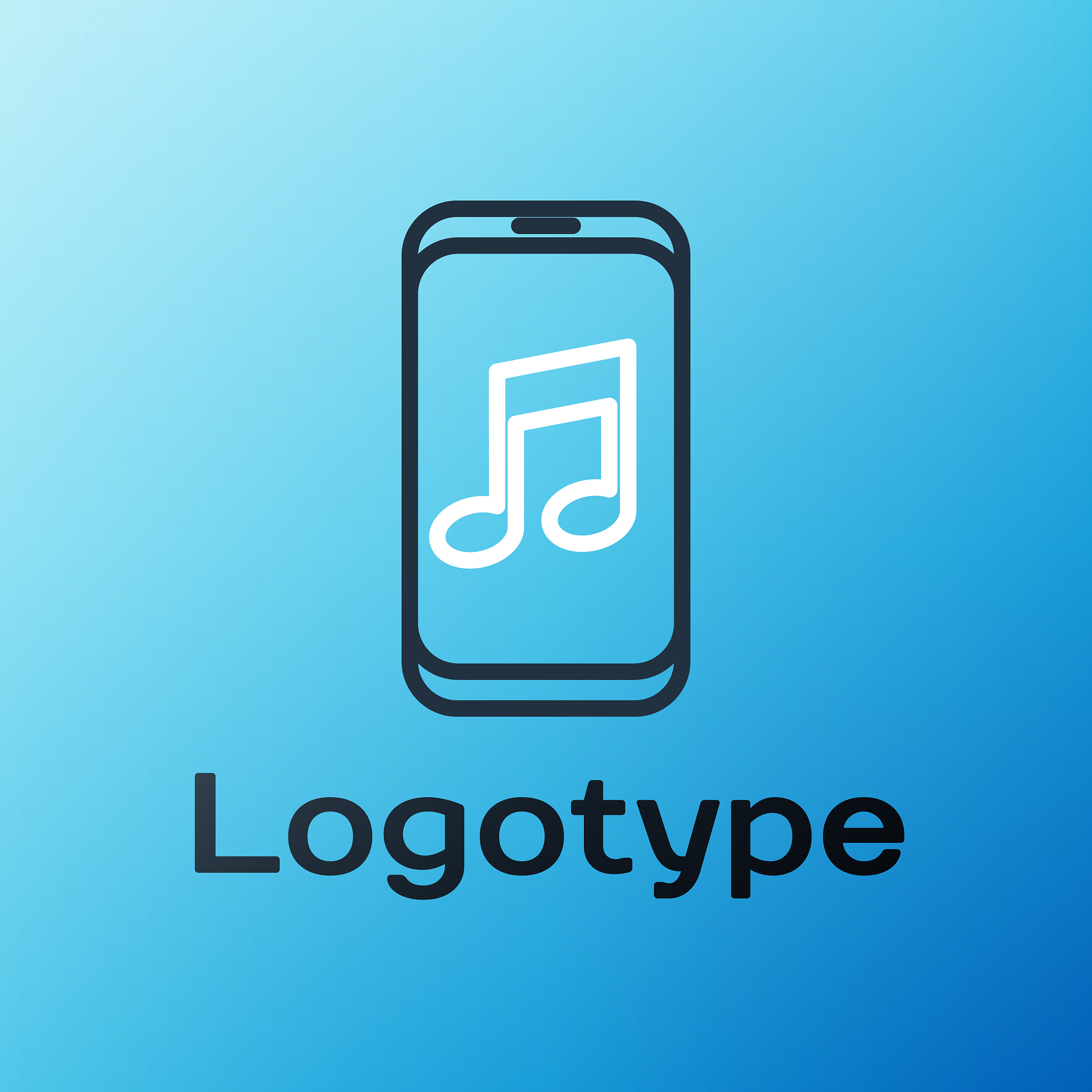 line music player icon isolated on blue background
