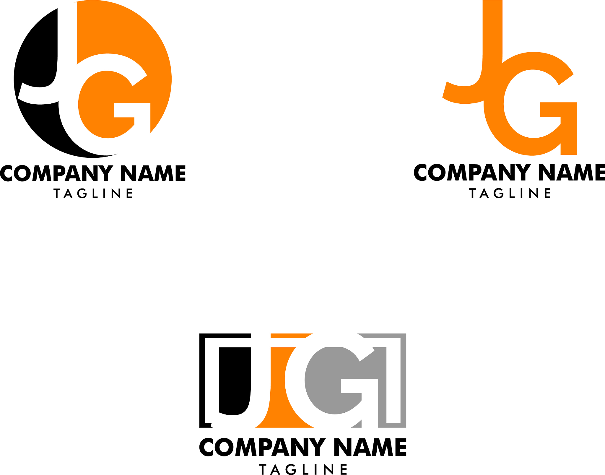 set initial letter jg logo template design
