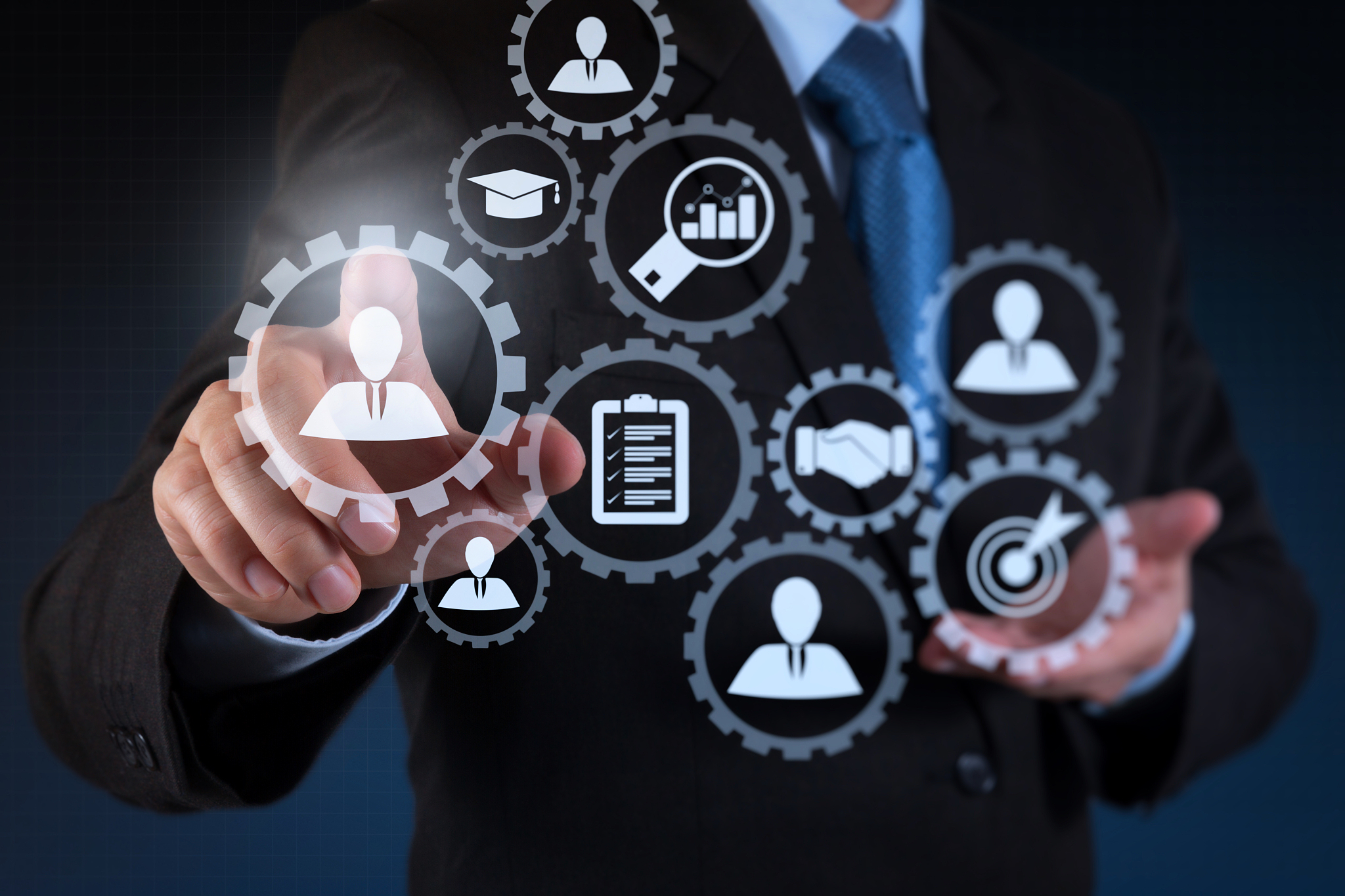 businessman hand  working with touch screen