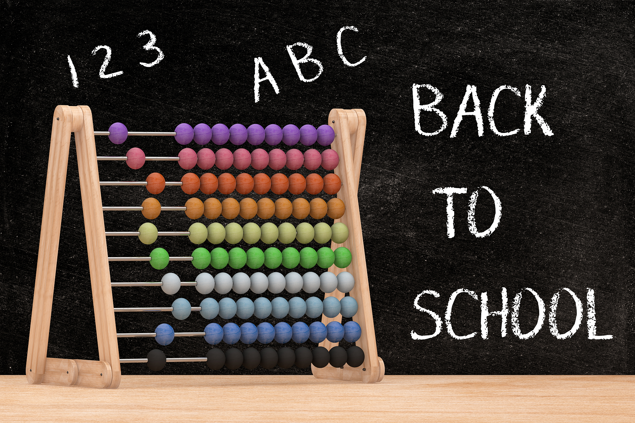back to school with blackboard and abacus