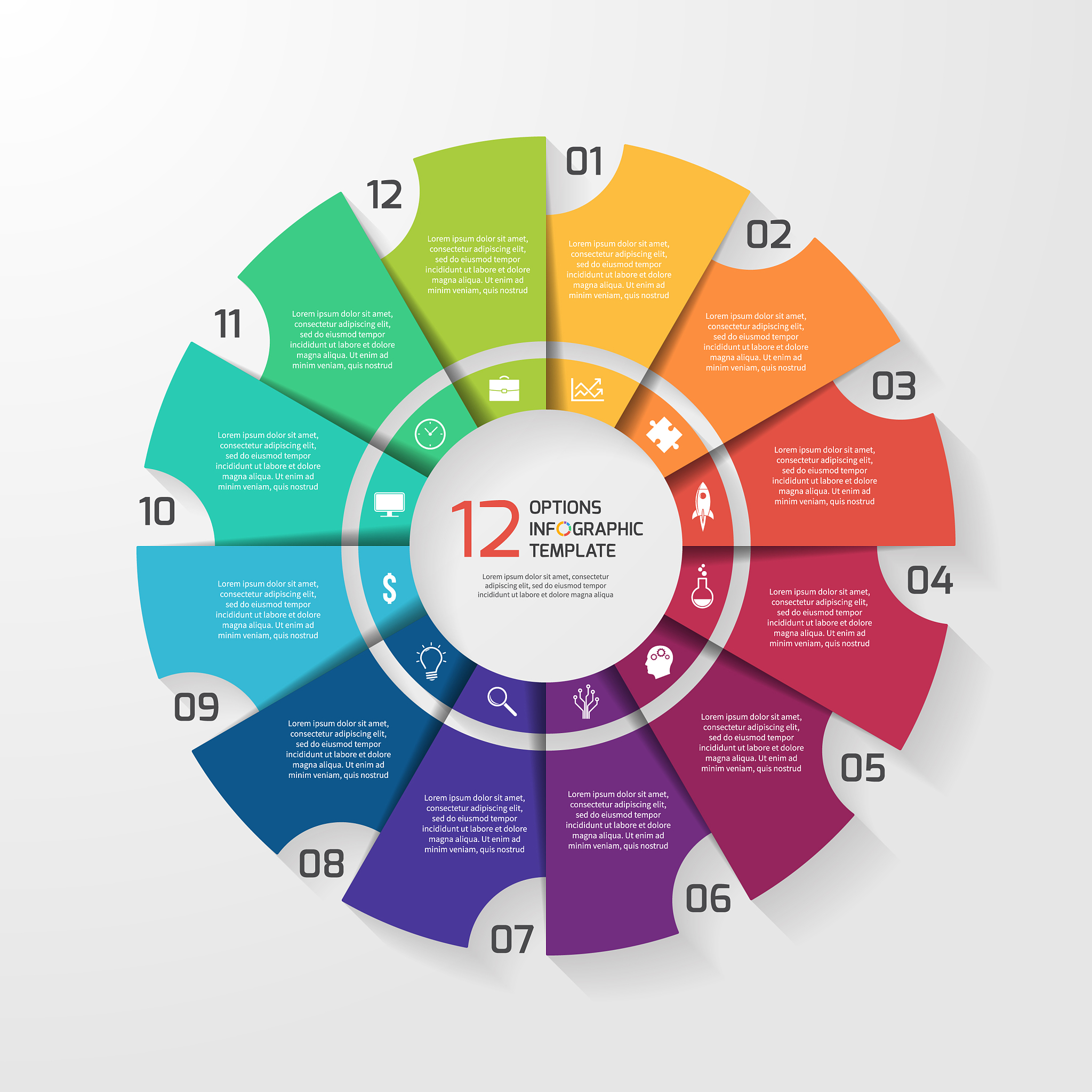 circle infographic 12 options