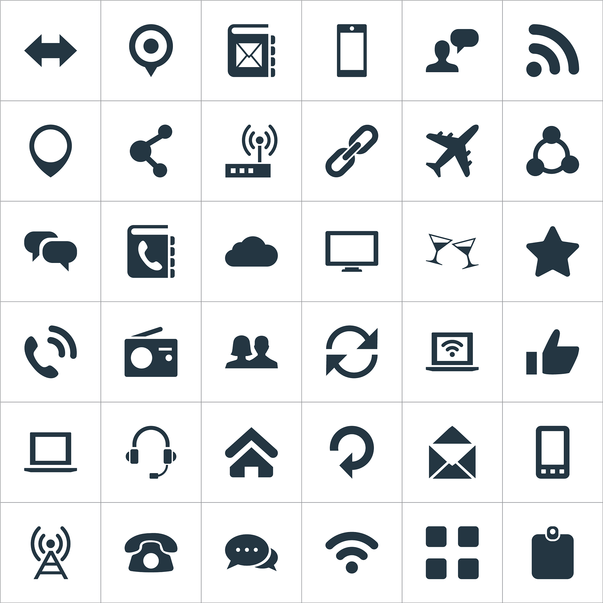 set of simple social icons
