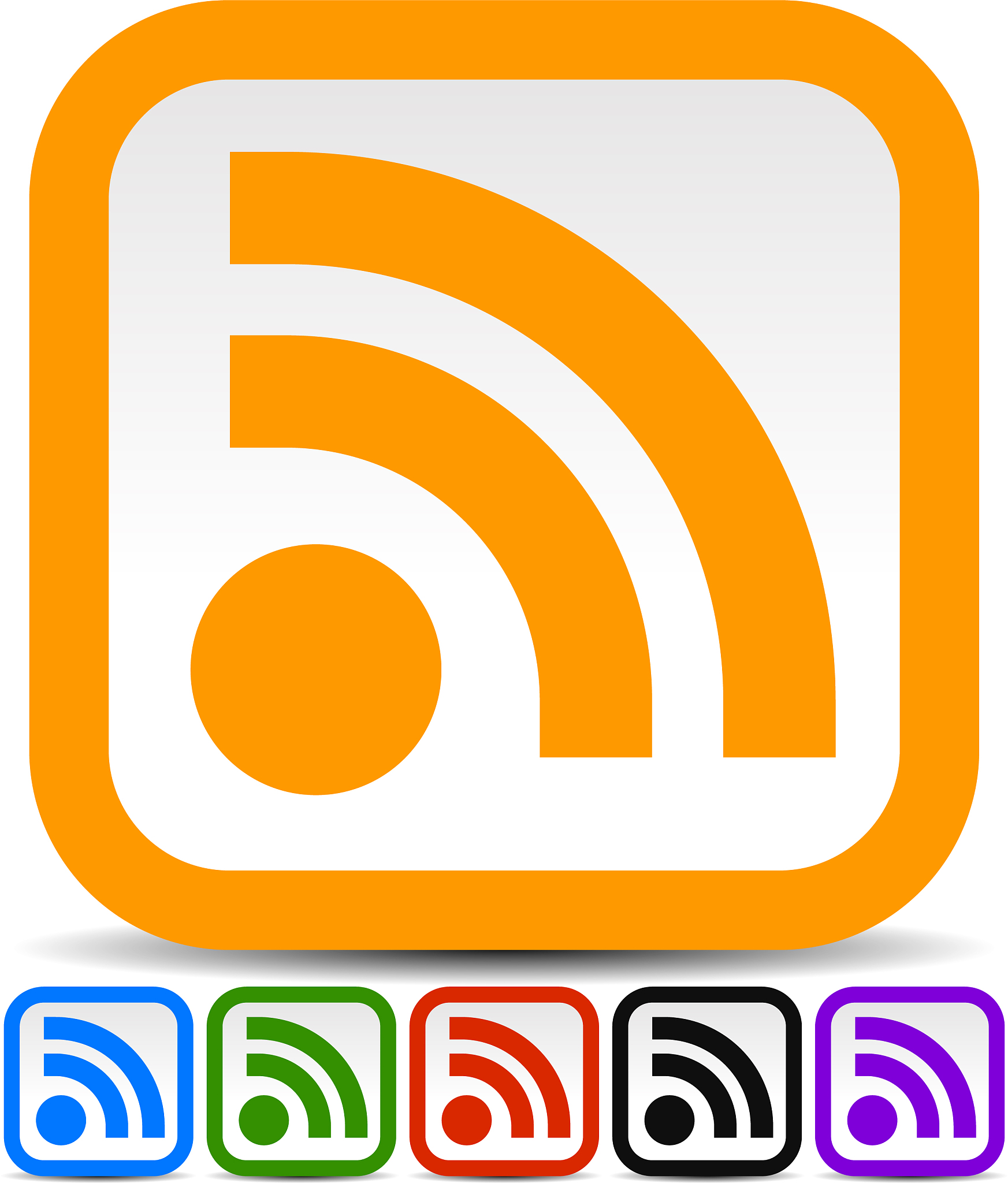 rss feed or generic signal icons in 6 colors