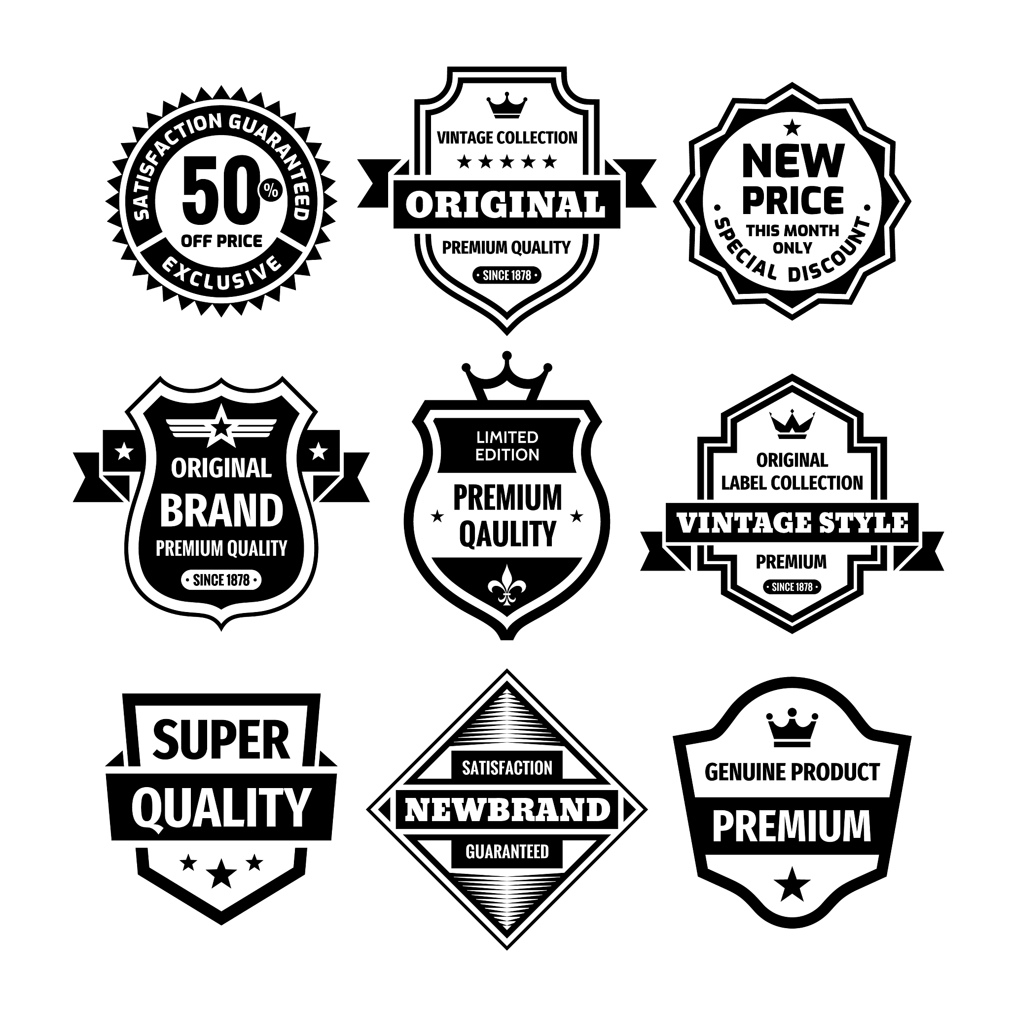 business badges set in retro design style